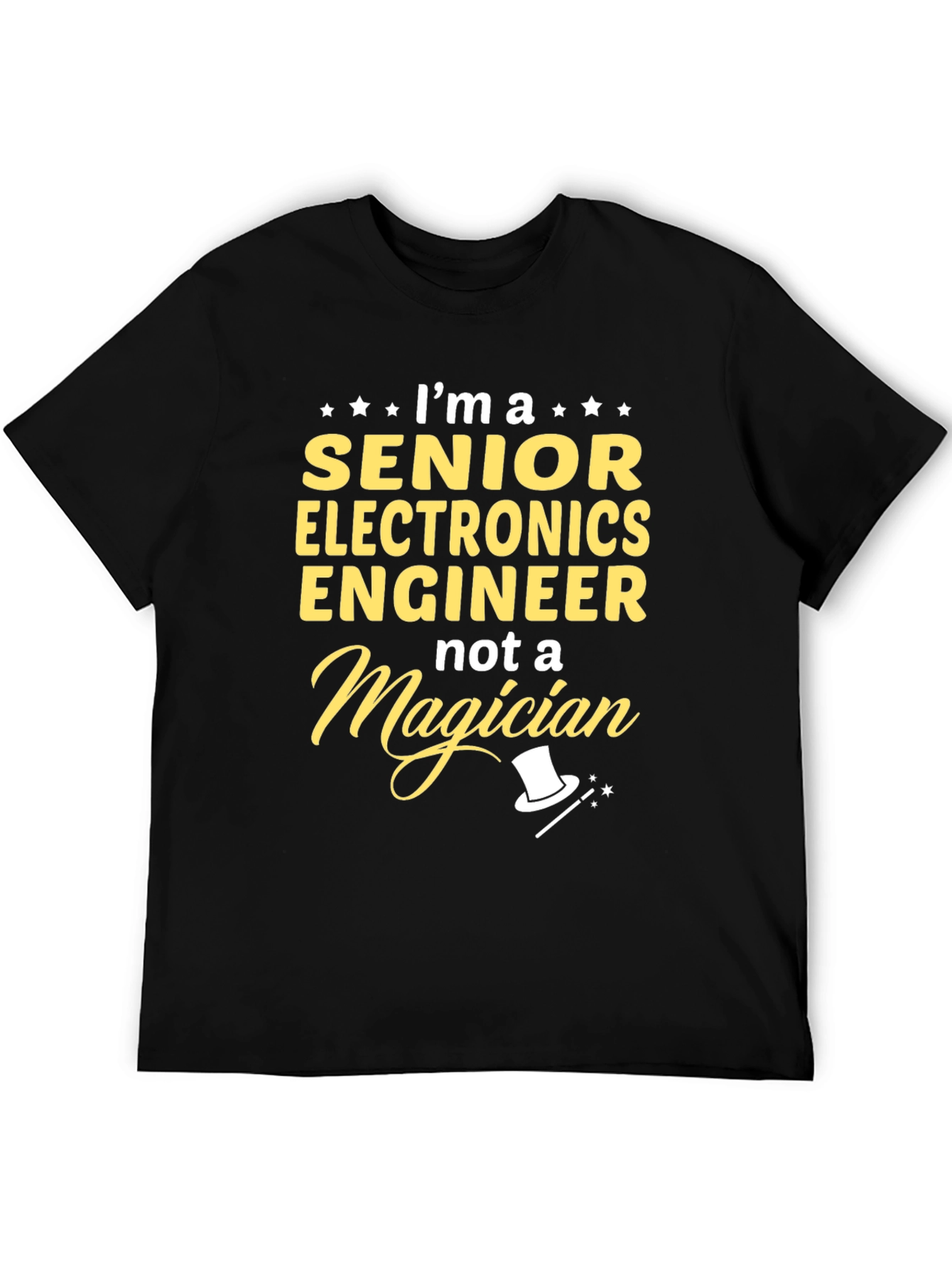 Black Senior Electronics Engineer T-Shirt - Funny Magician Tee view 5