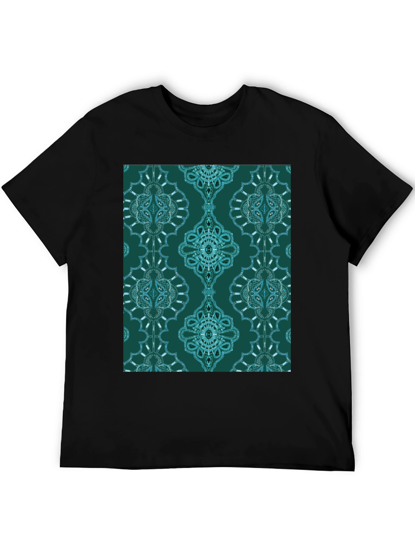 Black Stylish Patterned Teal T-Shirt view 5