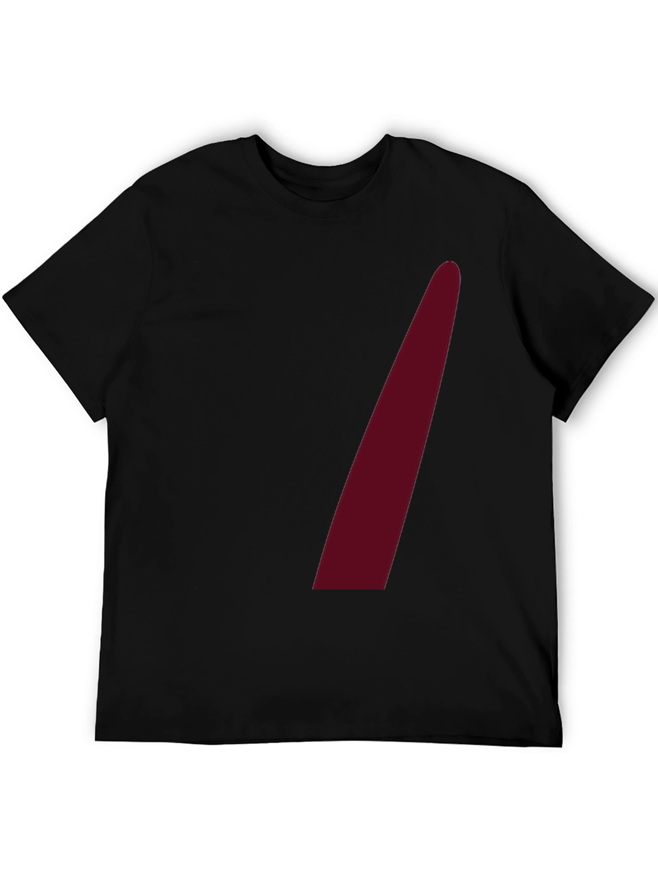 Black Men's Black Crew Neck Tee with Maroon Accent view 5