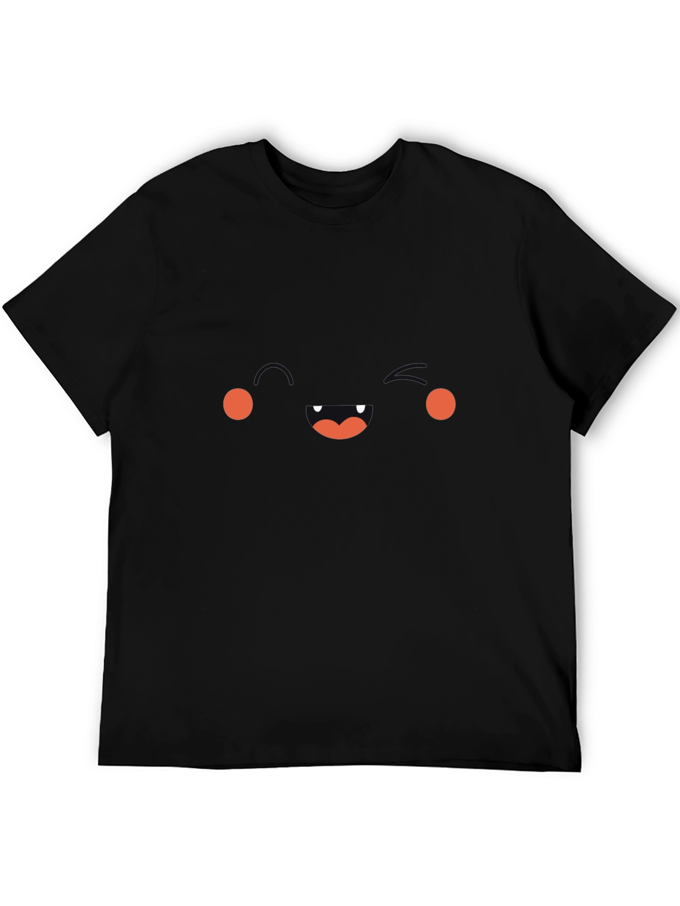 Black Funny Face Graphic Tee - Black Cotton T-Shirt view 5
