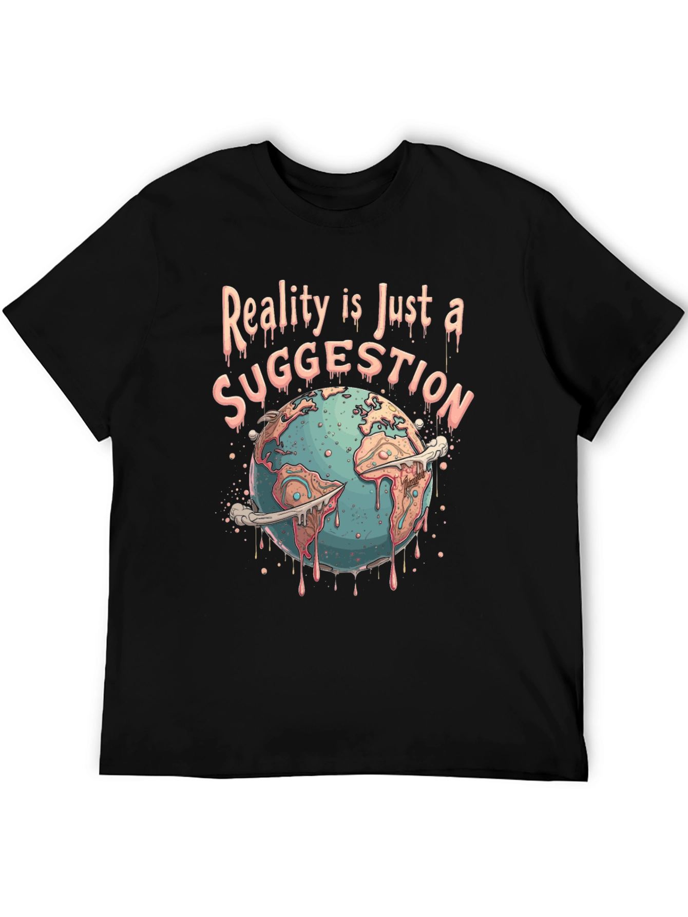 Black Reality Suggestion Graphic Tee - Earth Melting view 5