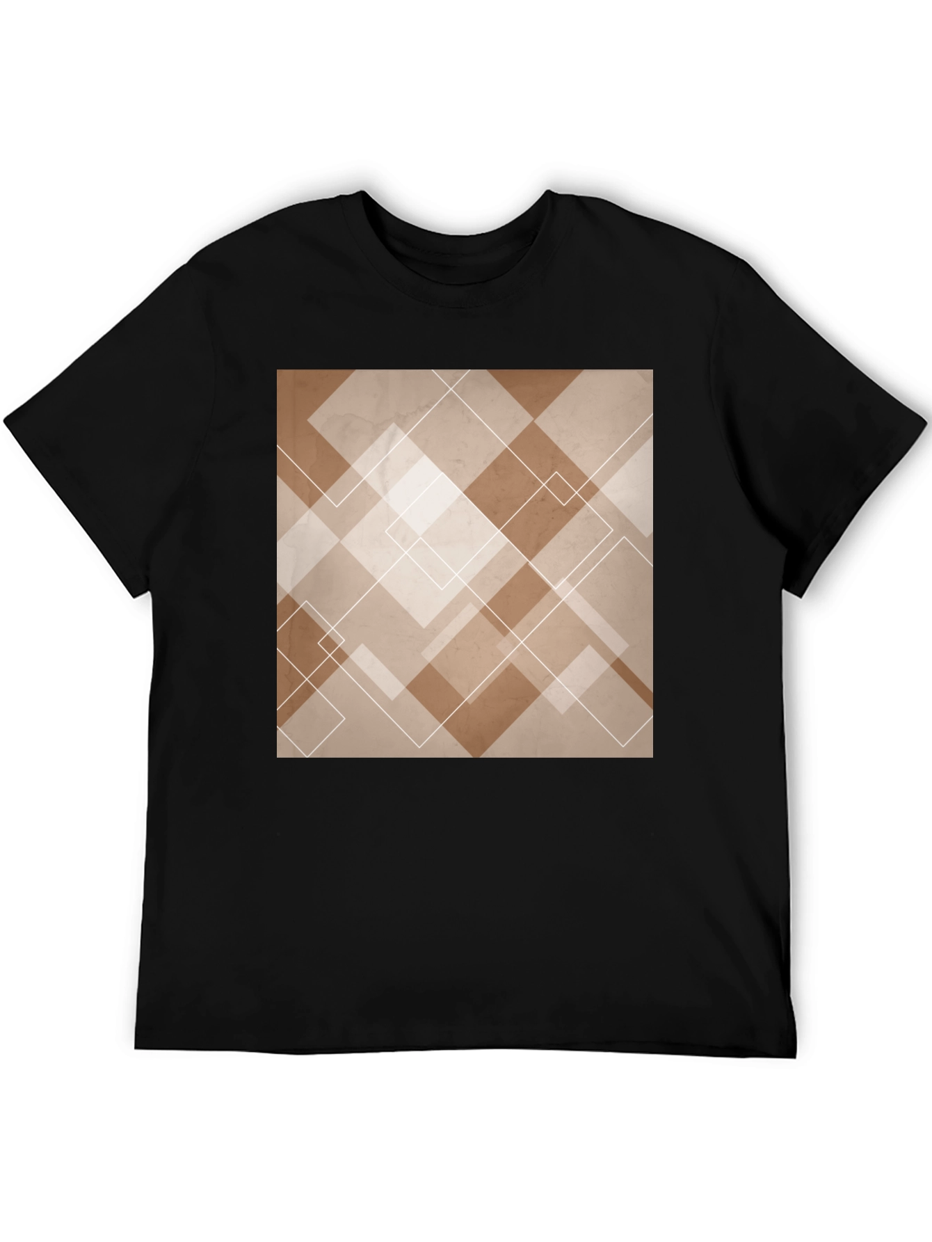 Black Abstract Geometric Pattern Black T-Shirt view 5