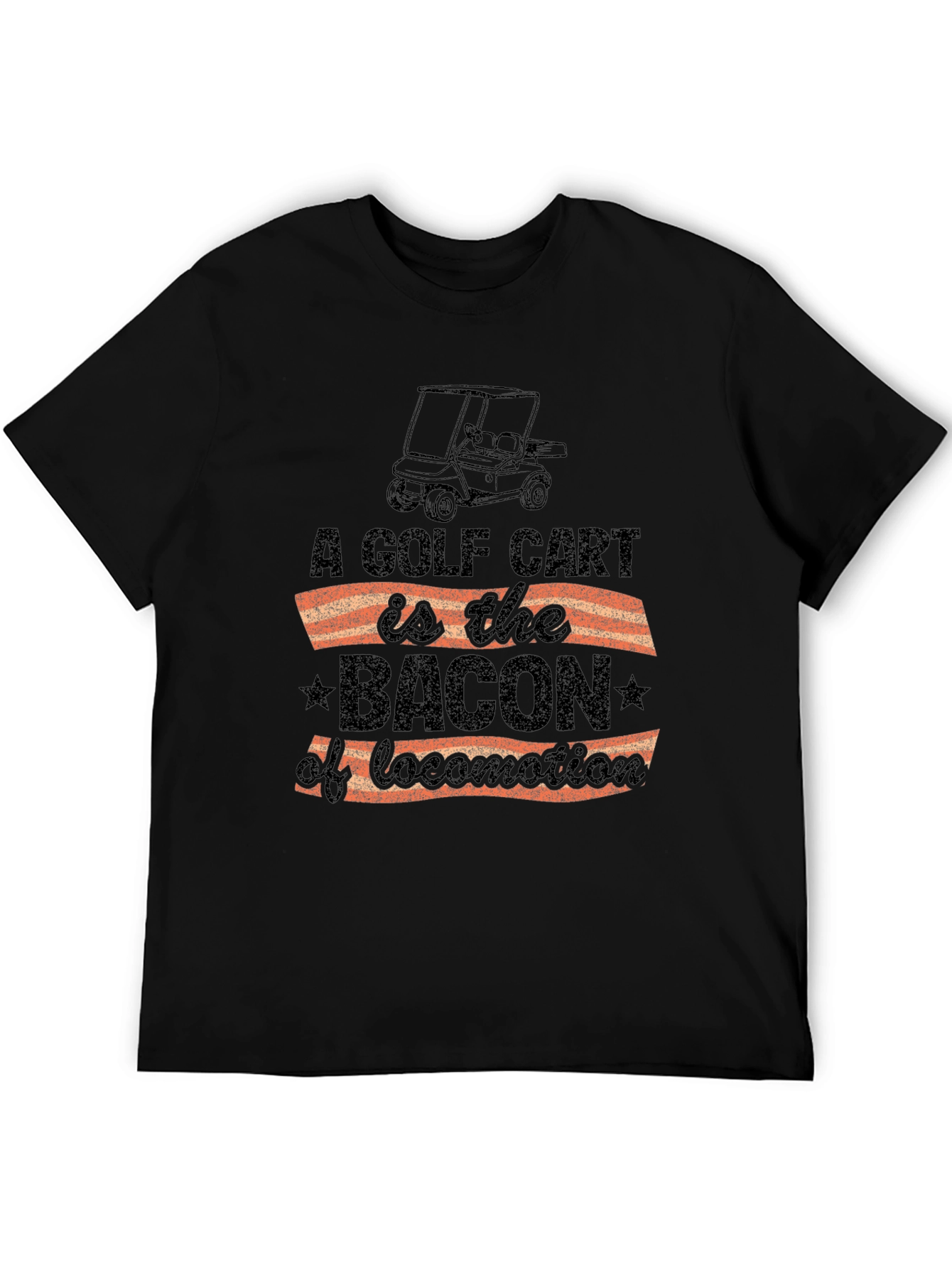 Black Golf Cart Bacon T-Shirt view 5