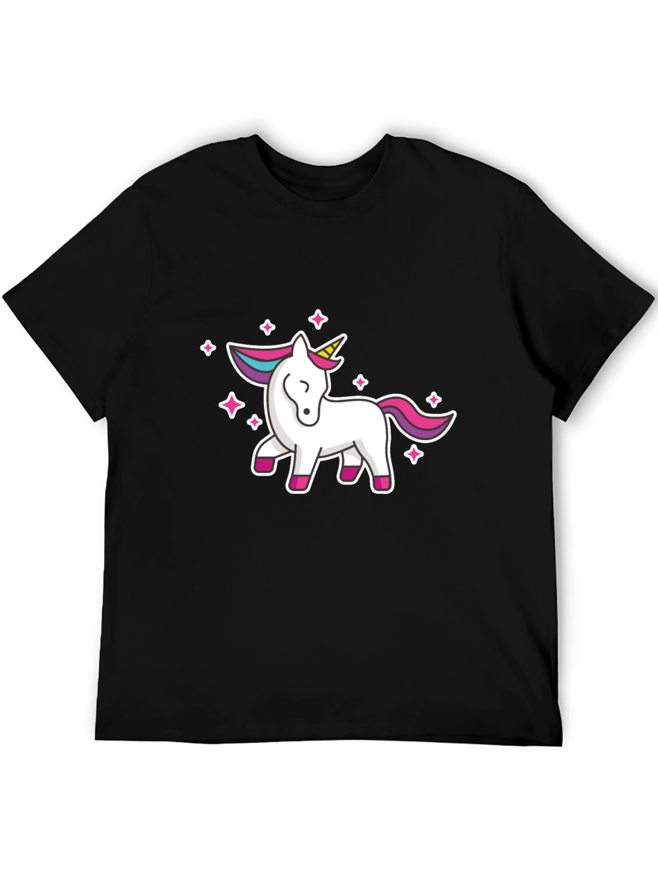 Black Unicorn Graphic Tee - Black Cotton Casual Shirt view 5