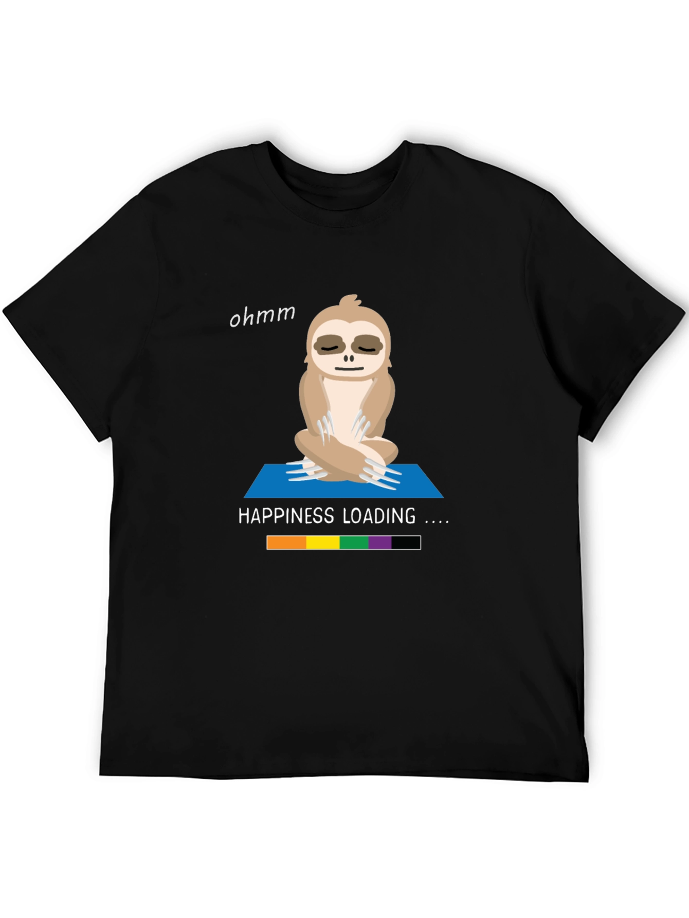 Black Yoga Sloth T-Shirt - Happiness Loading Graphic Tee view 5
