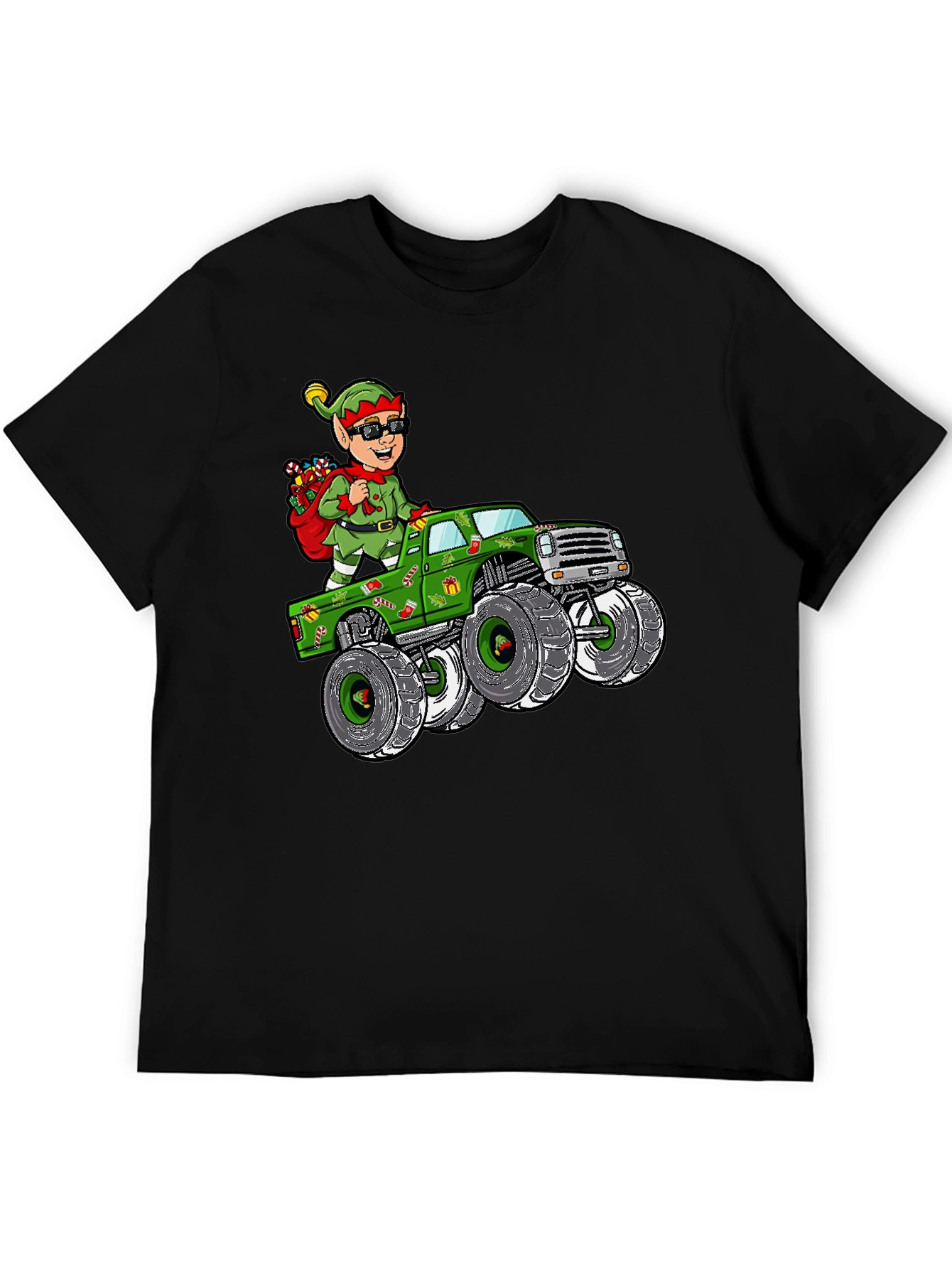 Elf Monster Truck Christmas Graphic Tee - 5
