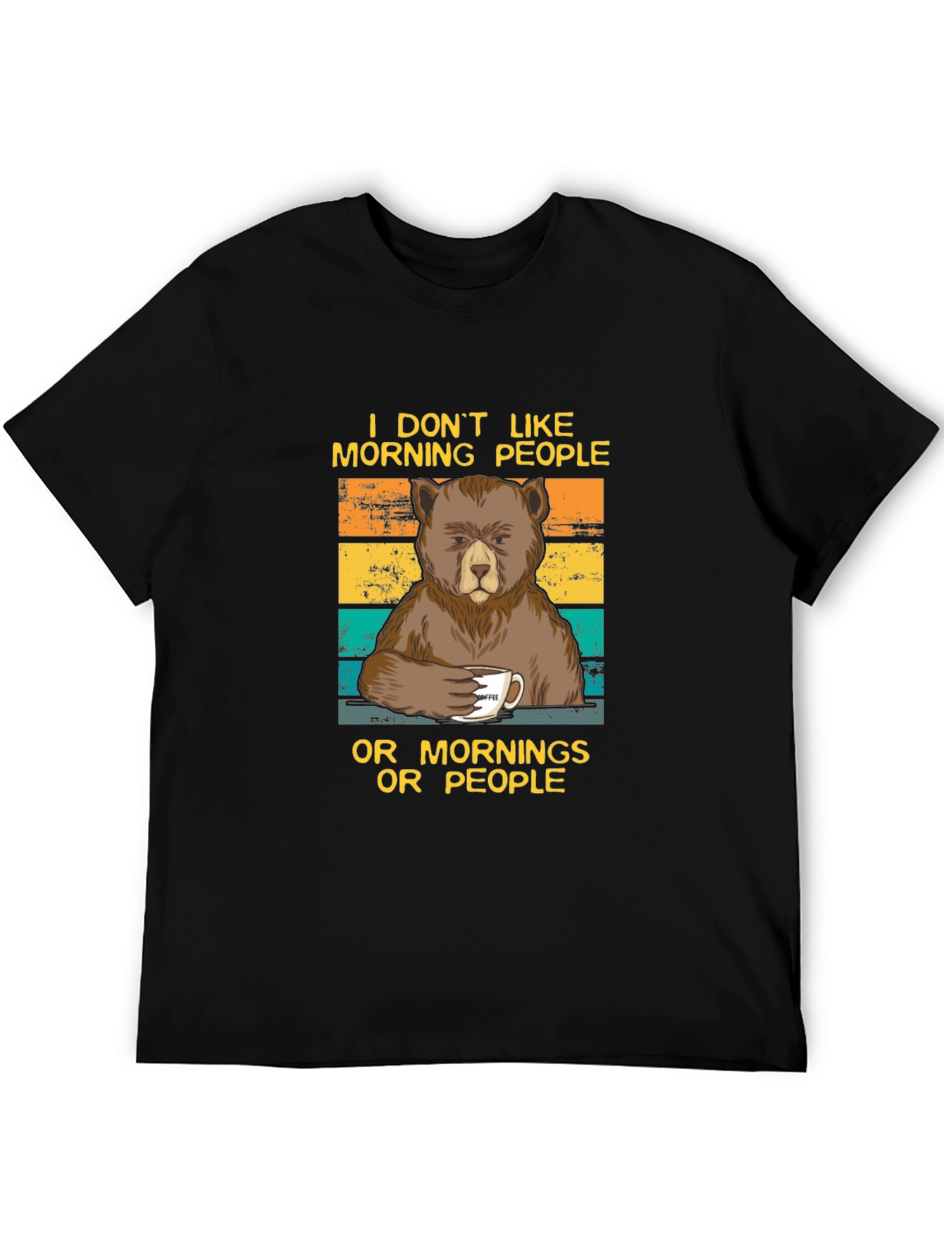 Black Funny Bear Coffee T-Shirt - I Don't Like Morning People Tee view 5