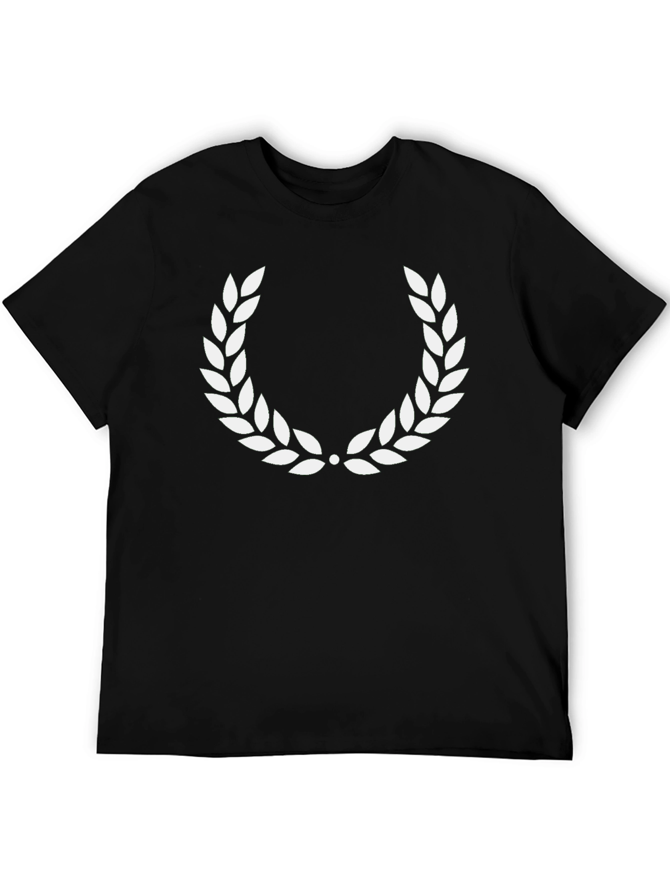 Black Black T-Shirt with White Laurel Wreath Design view 5