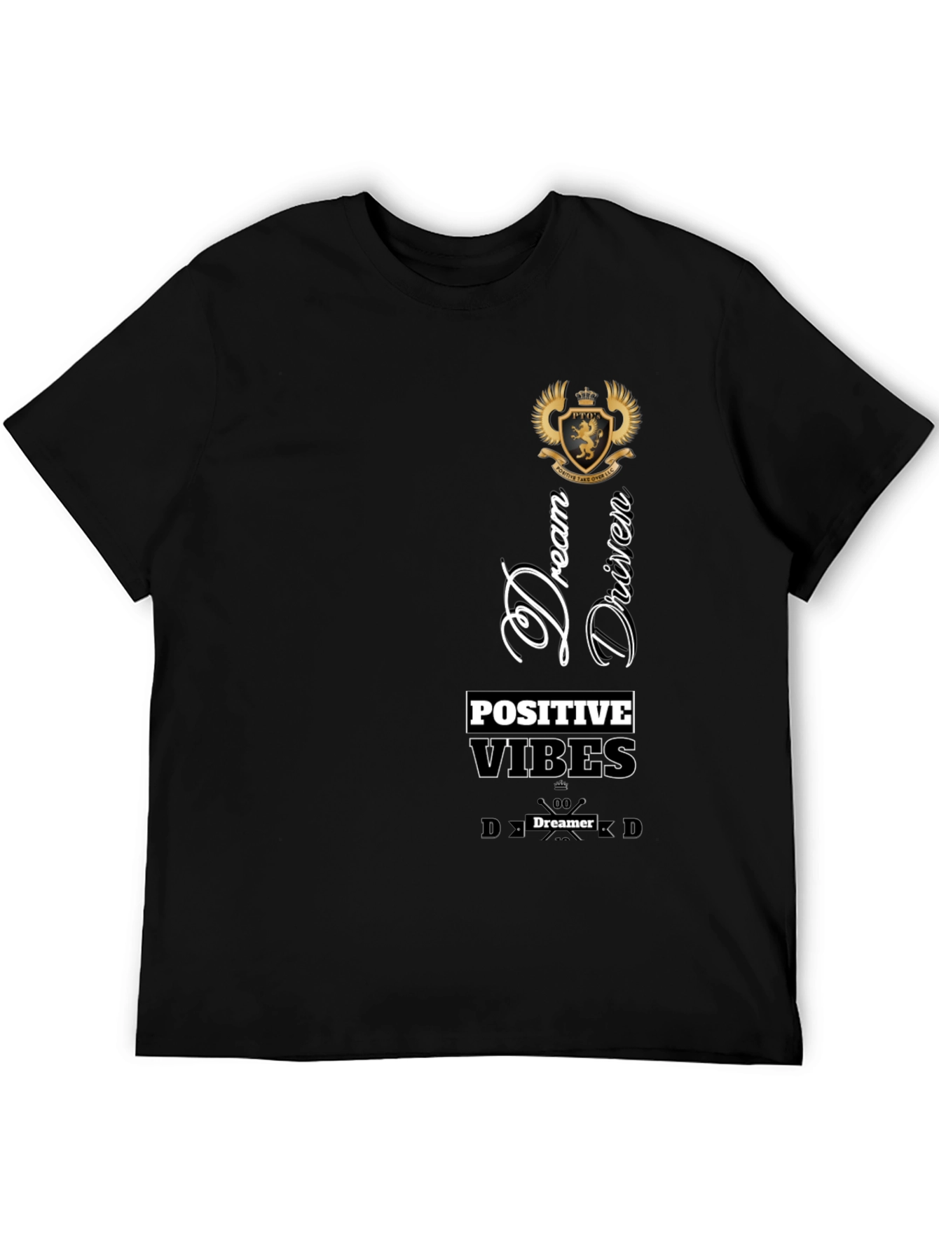 Black Dream Driven Positive Vibes Black Tee view 5