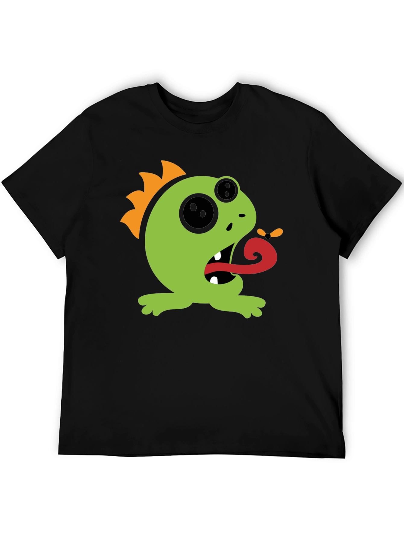 Black Monster Tongue Black T-Shirt - Fun Cartoon Graphic Tee view 5