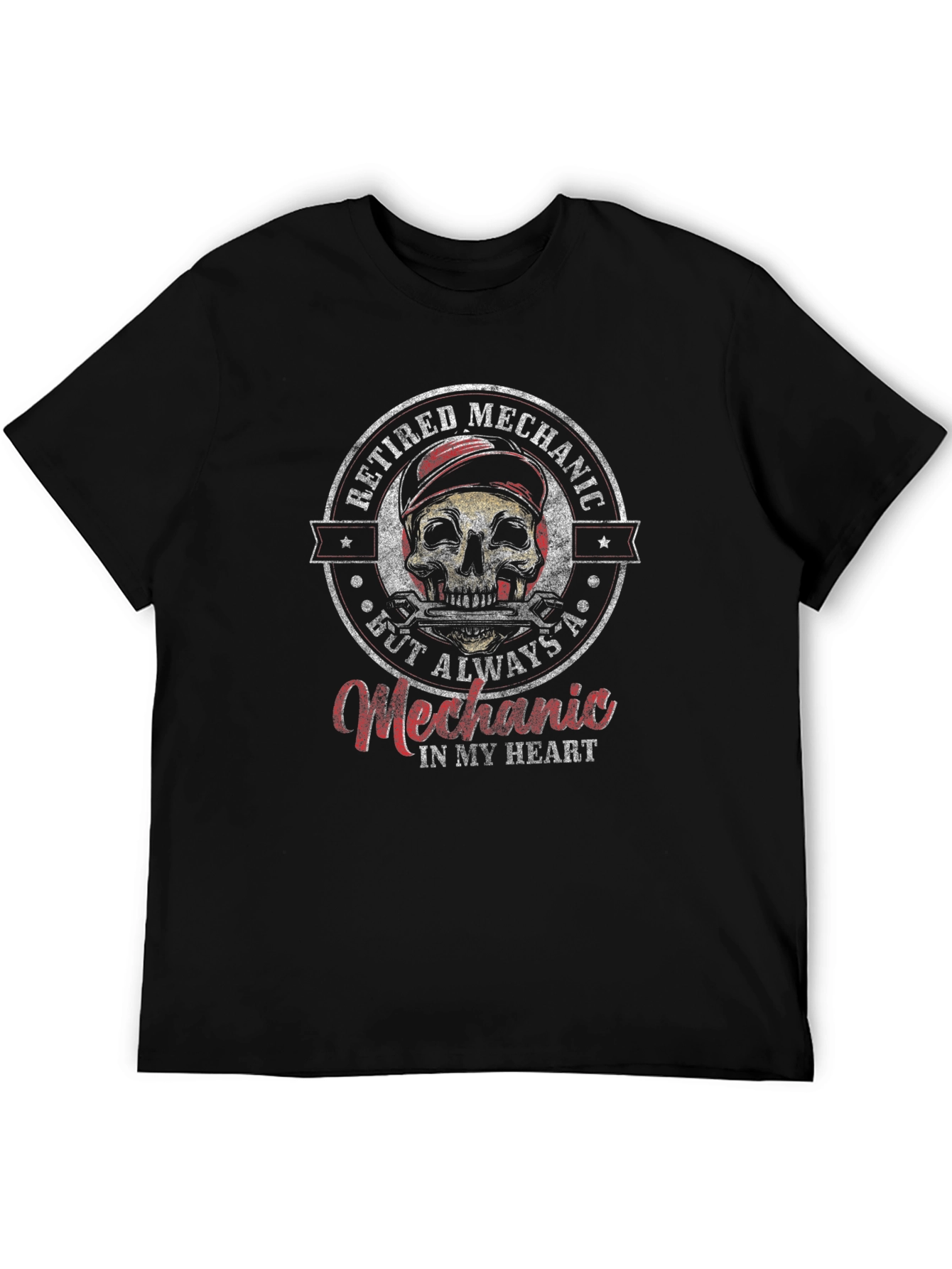 Black Retired Mechanic T-Shirt - Always a Mechanic at Heart view 5