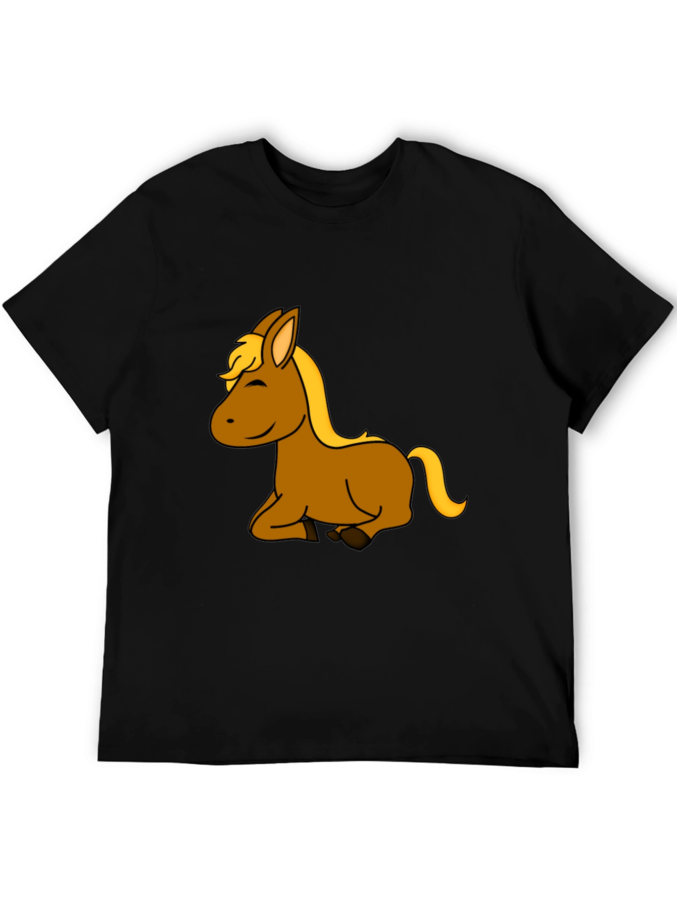 Black Cartoon Horse Graphic T-Shirt view 5