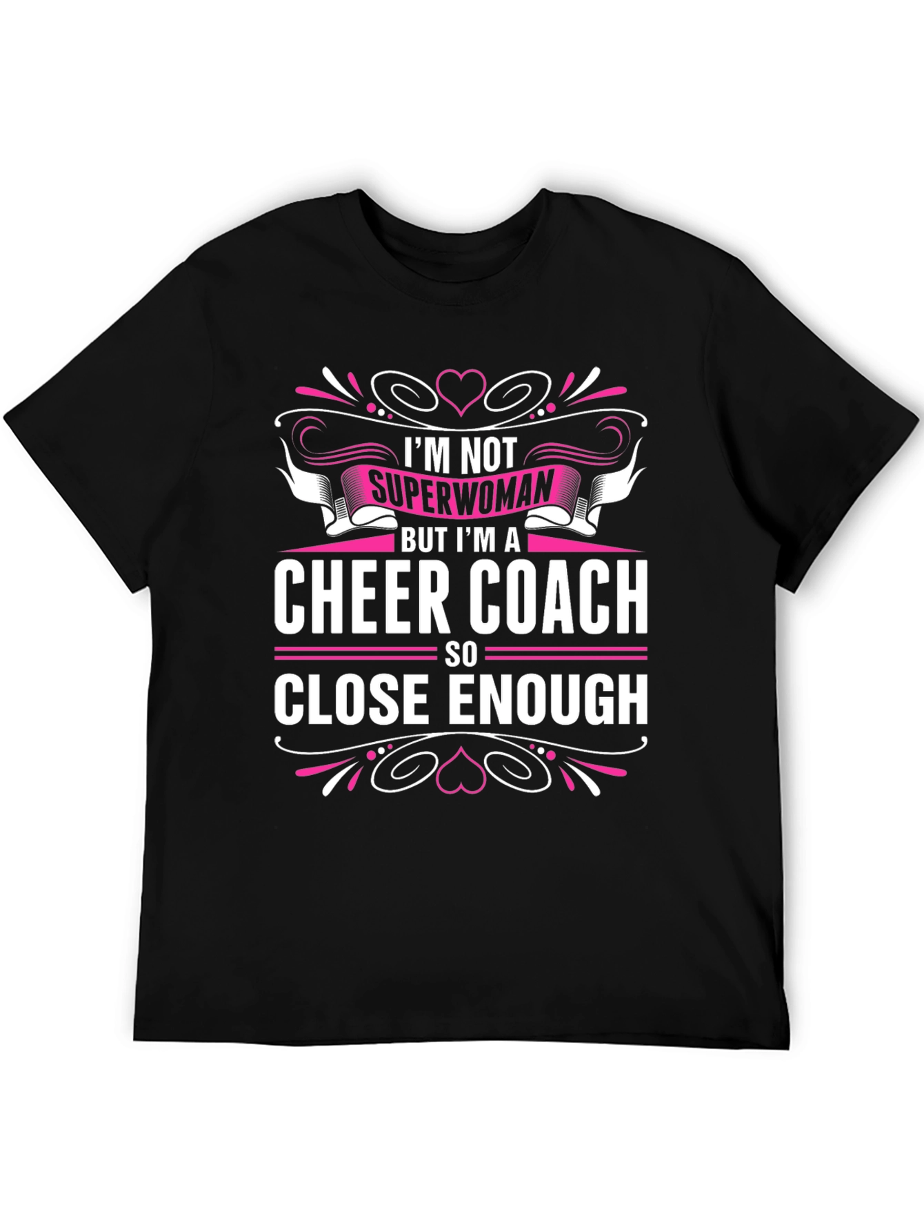 Black Cheer Coach Graphic Tee - Superwoman Close Enough T-Shirt view 5