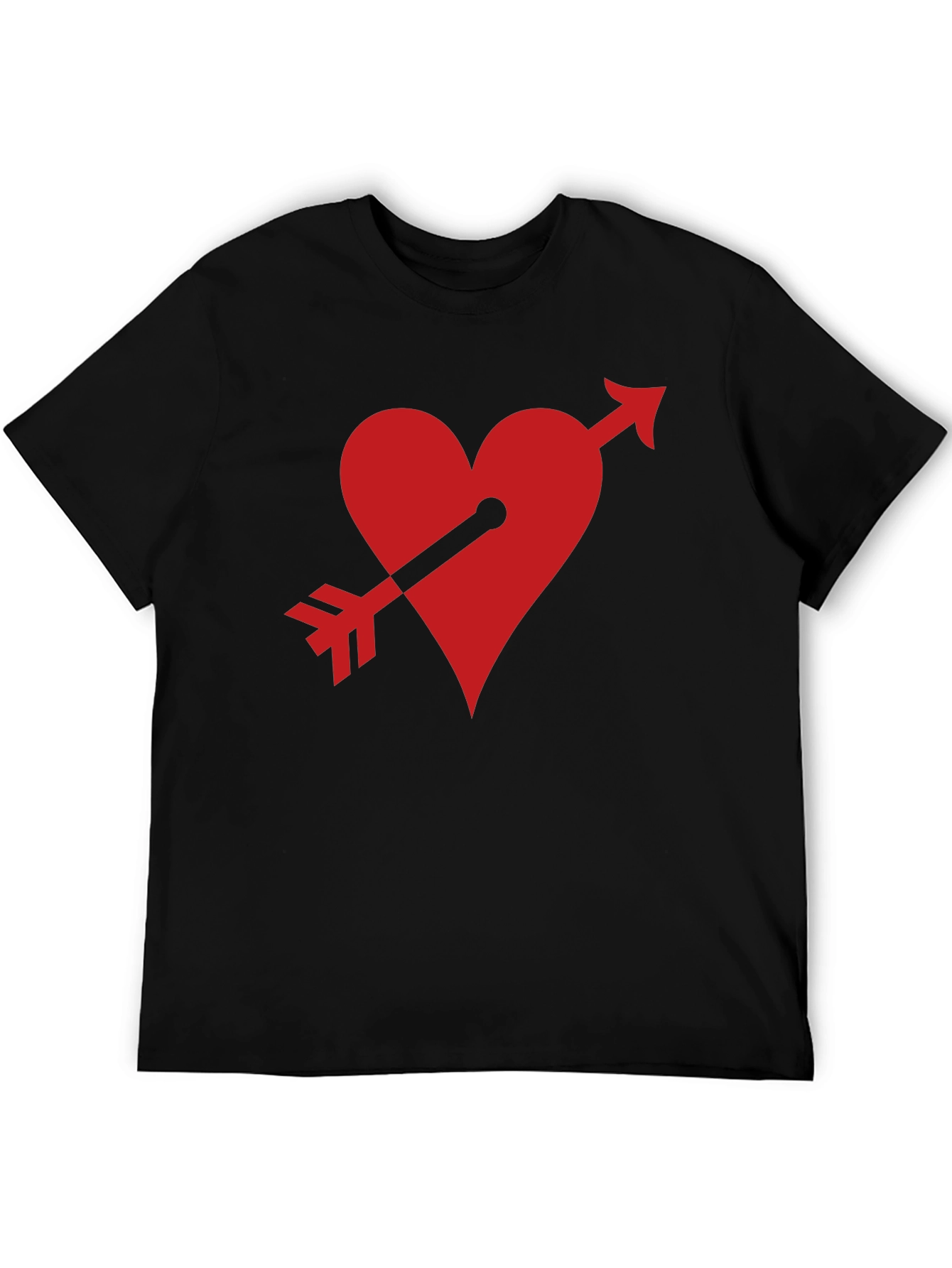 Black Heart Arrow Black T-Shirt Valentine's Gift view 5