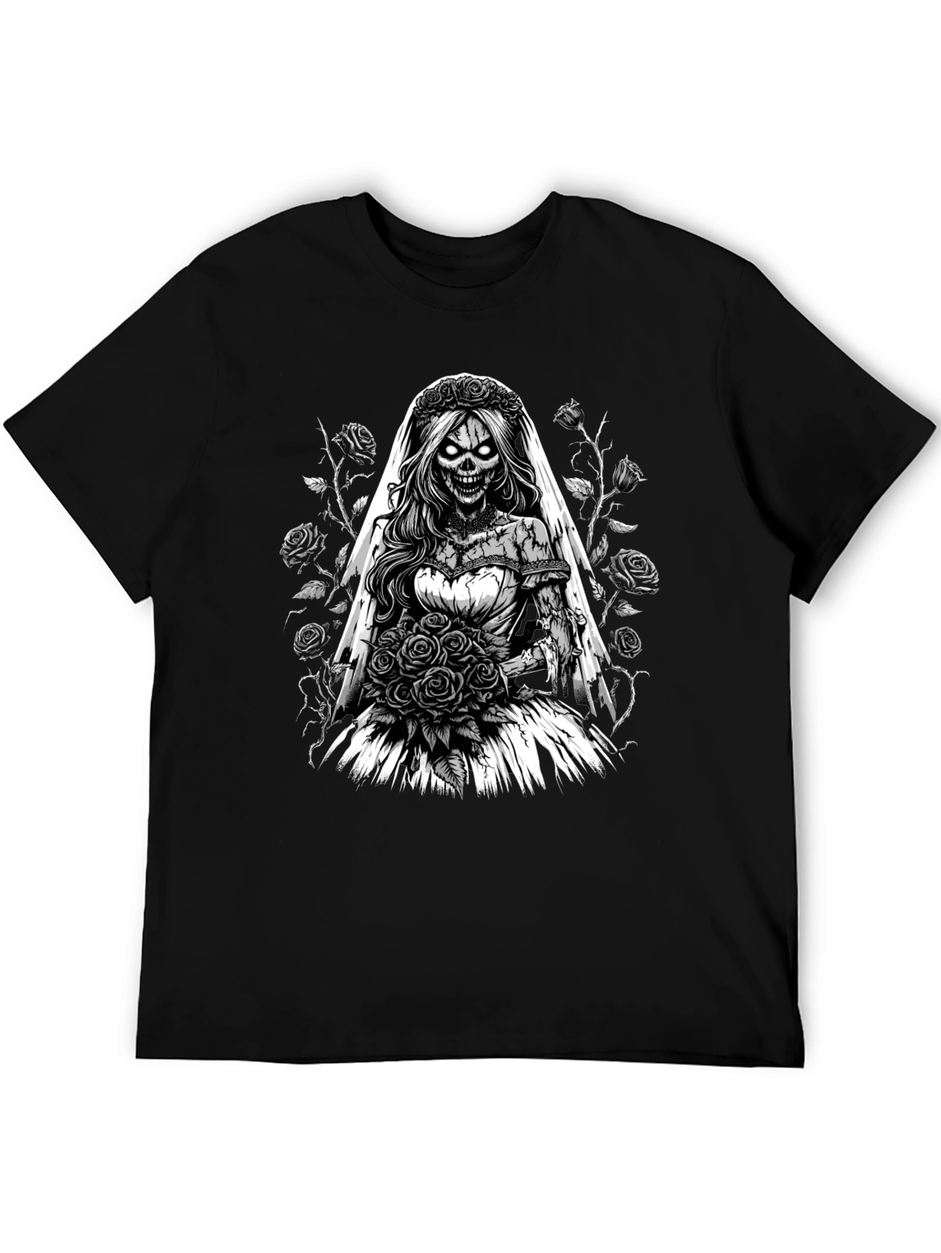 Black Zombie Bride T-Shirt - Unique Gothic Design view 5