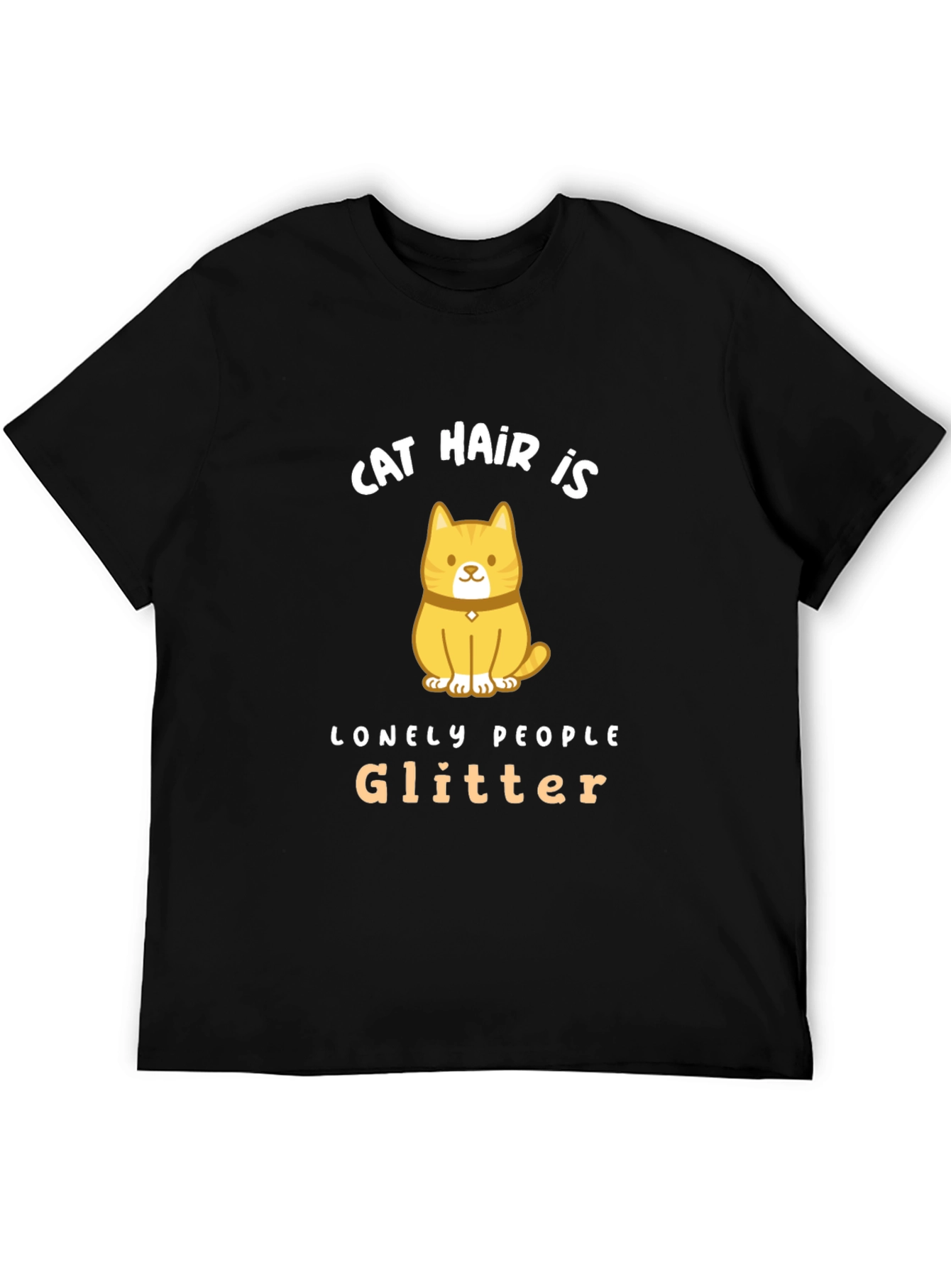 Black Cat Hair is Lonely People Glitter Black T-Shirt view 5