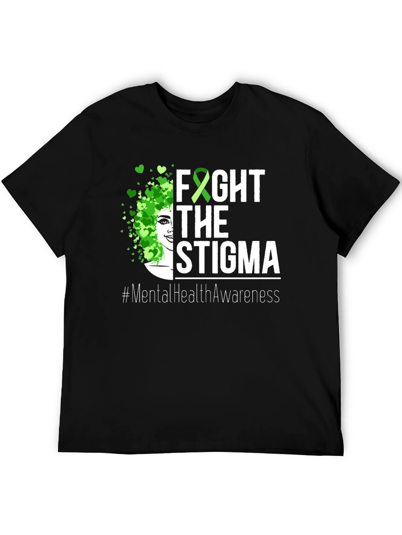 Black Fight the Stigma Mental Health Awareness Tee view 5
