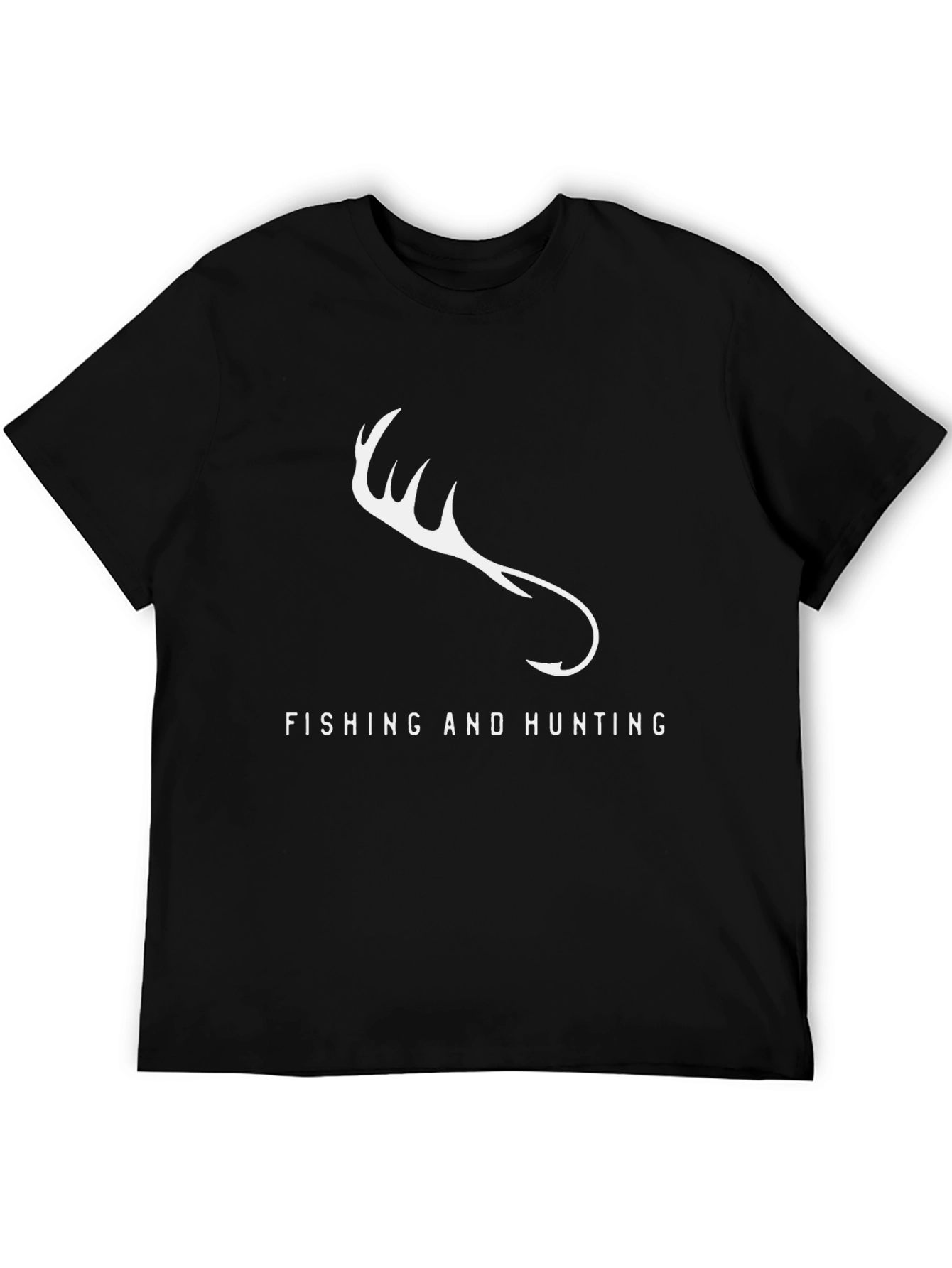 Black Fishing & Hunting Graphic Tee - Black Cotton T-Shirt view 5