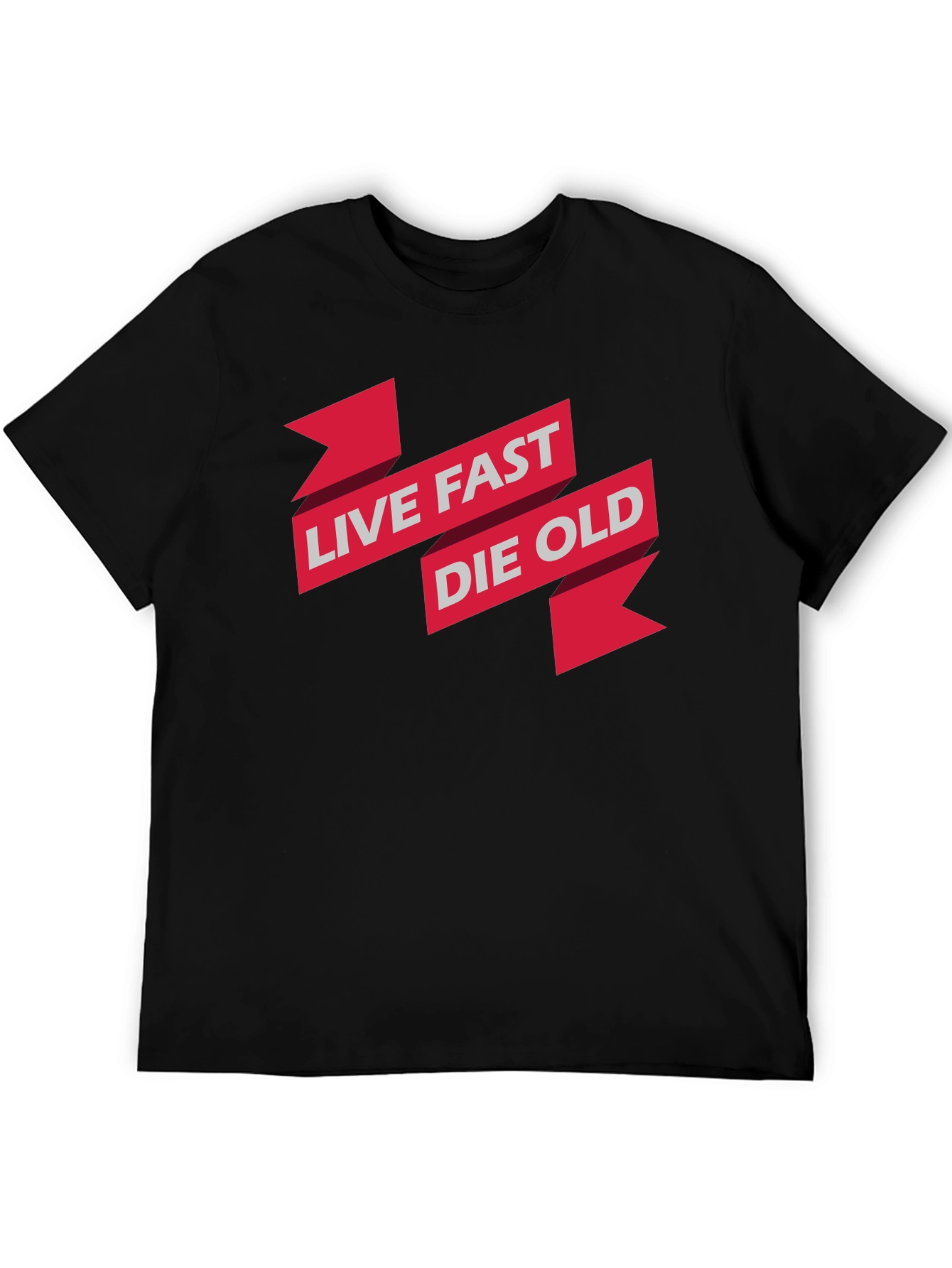 Black Live Fast Die Old Graphic Print Black T-Shirt view 5