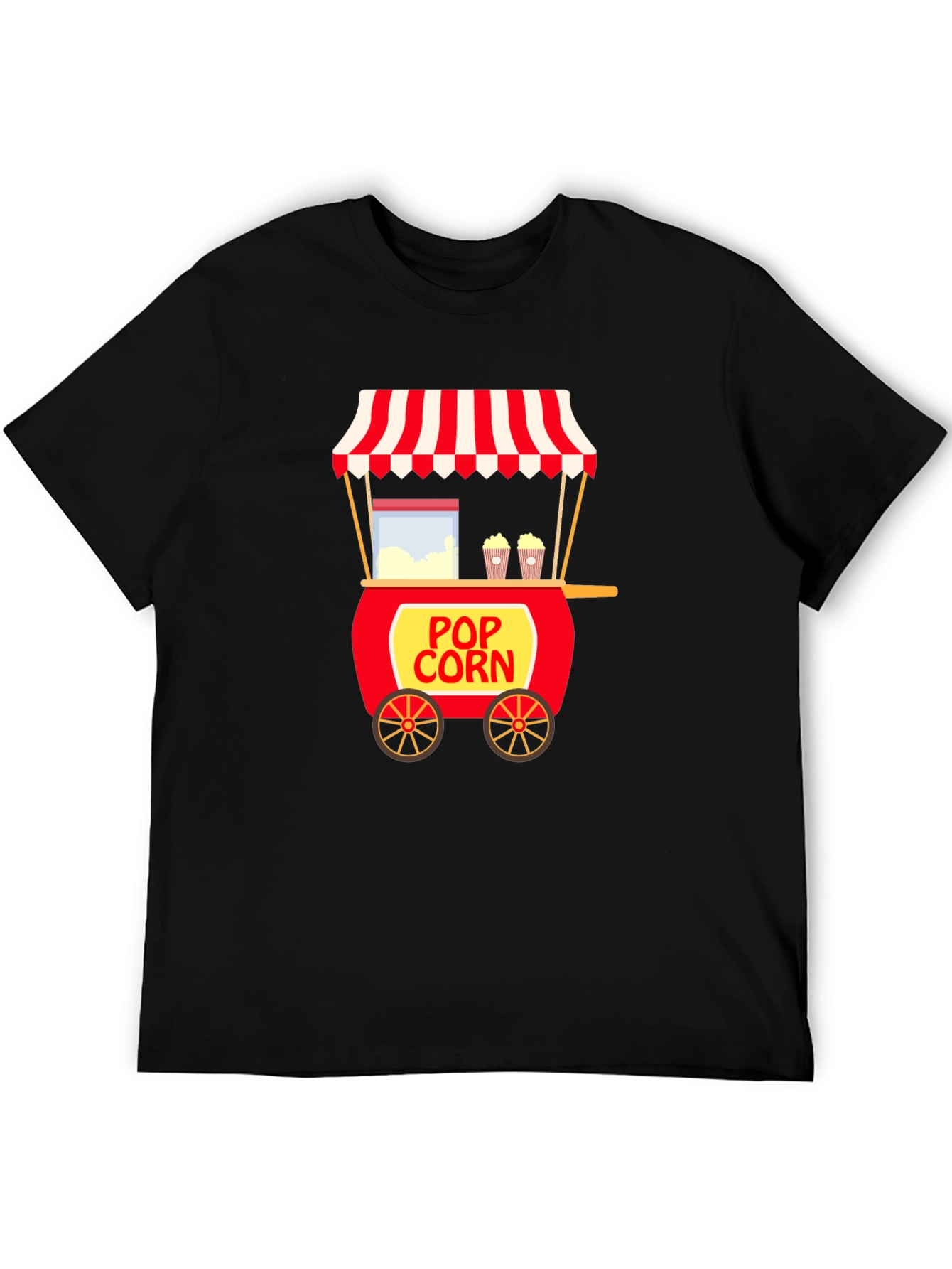 Black Popcorn Cart T-Shirt - Unique Foodie Tee view 5