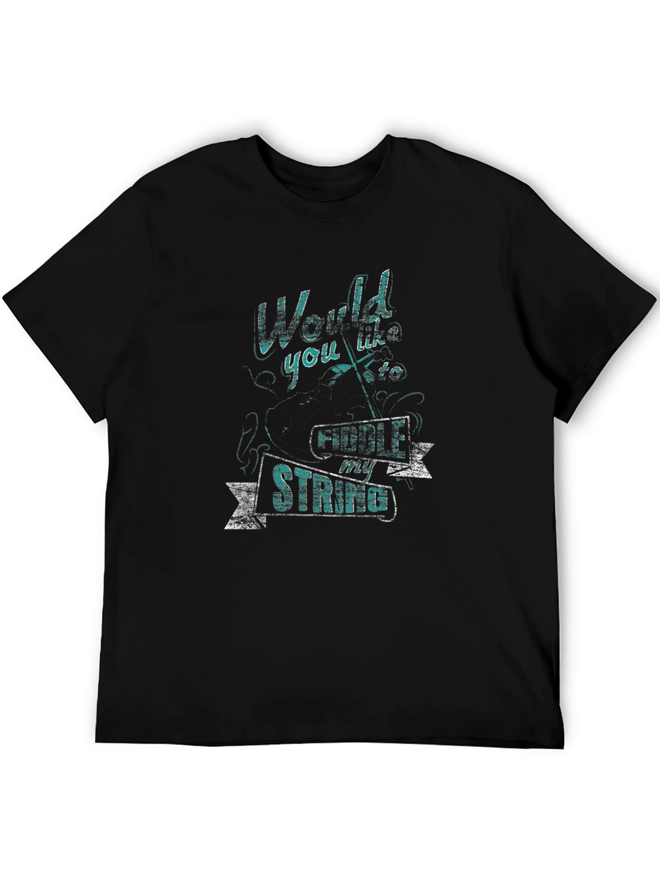 Black World You Like to Fiddle My Strings Black T-Shirt view 5