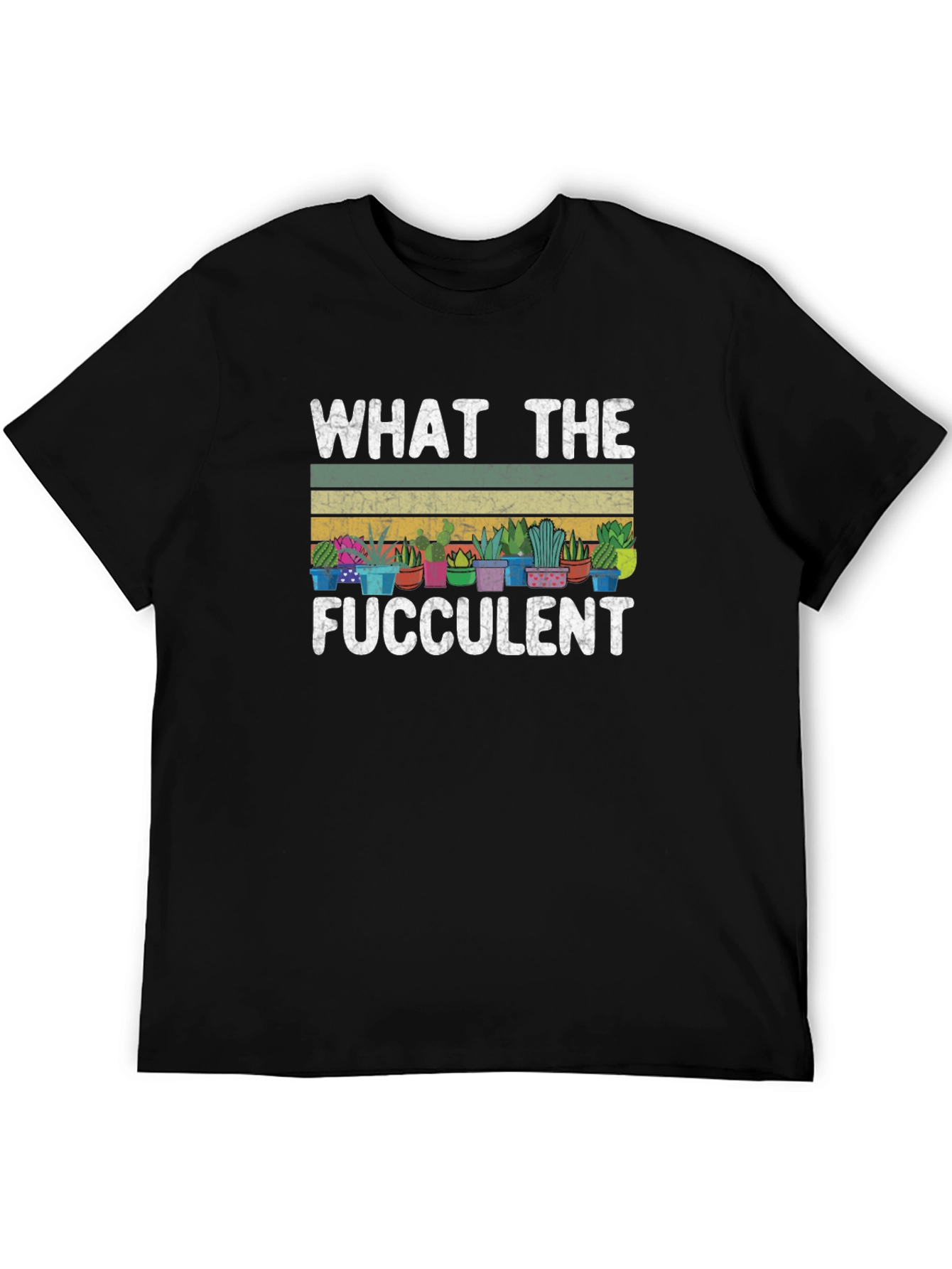 Black What The Fucculent T-Shirt - Funny Plant Lover Tee view 5