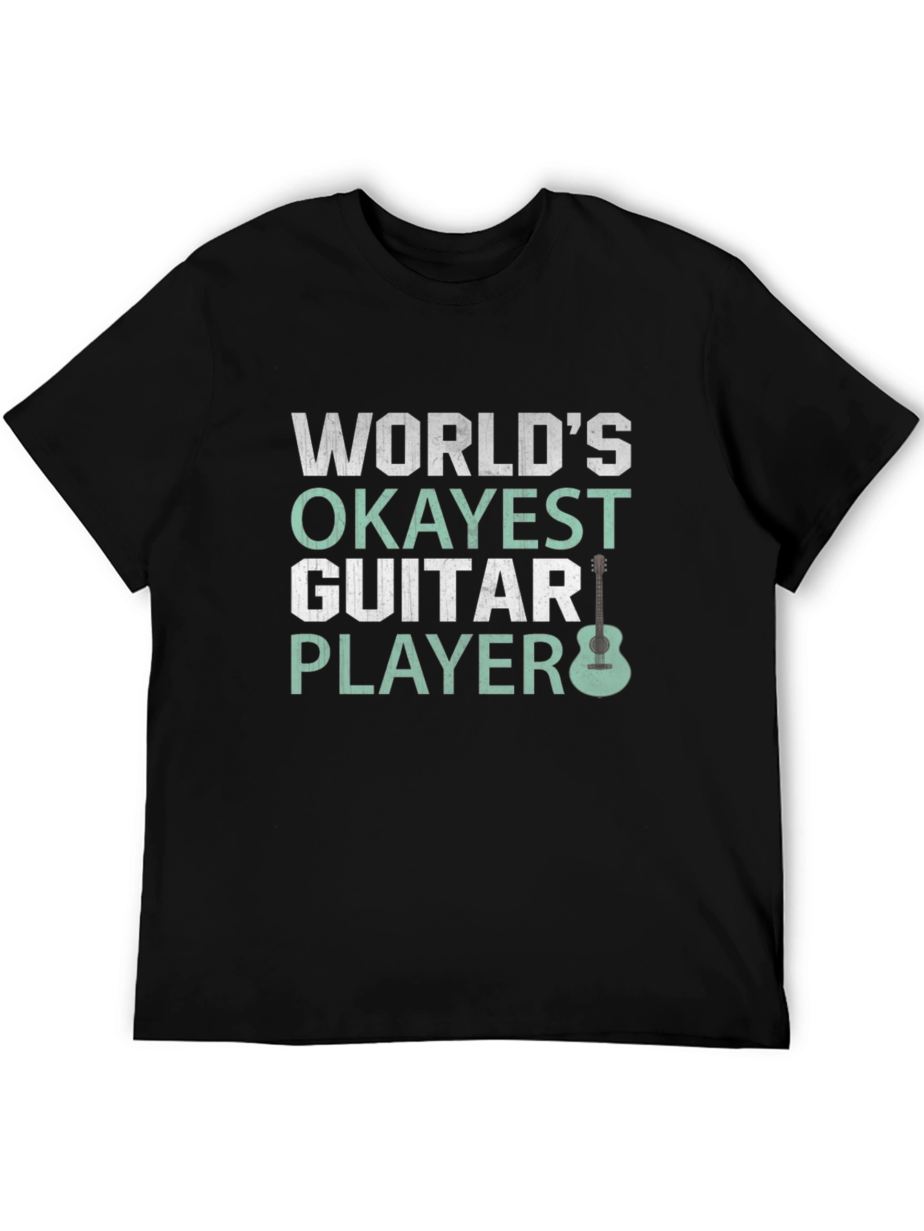 Black World's Okayest Guitar Player Black T-Shirt view 5