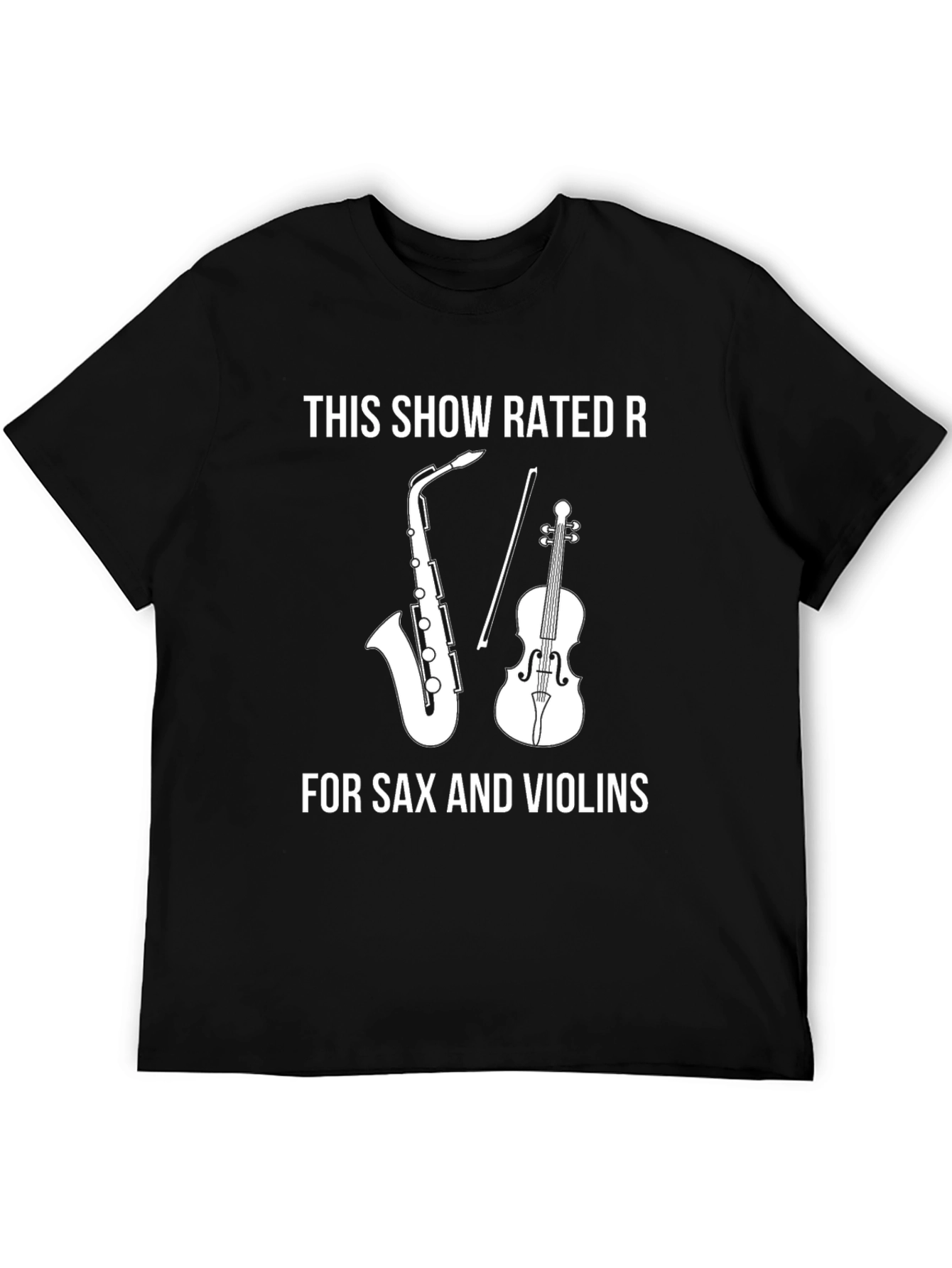 Black Rated R Sax & Violins T-Shirt view 5