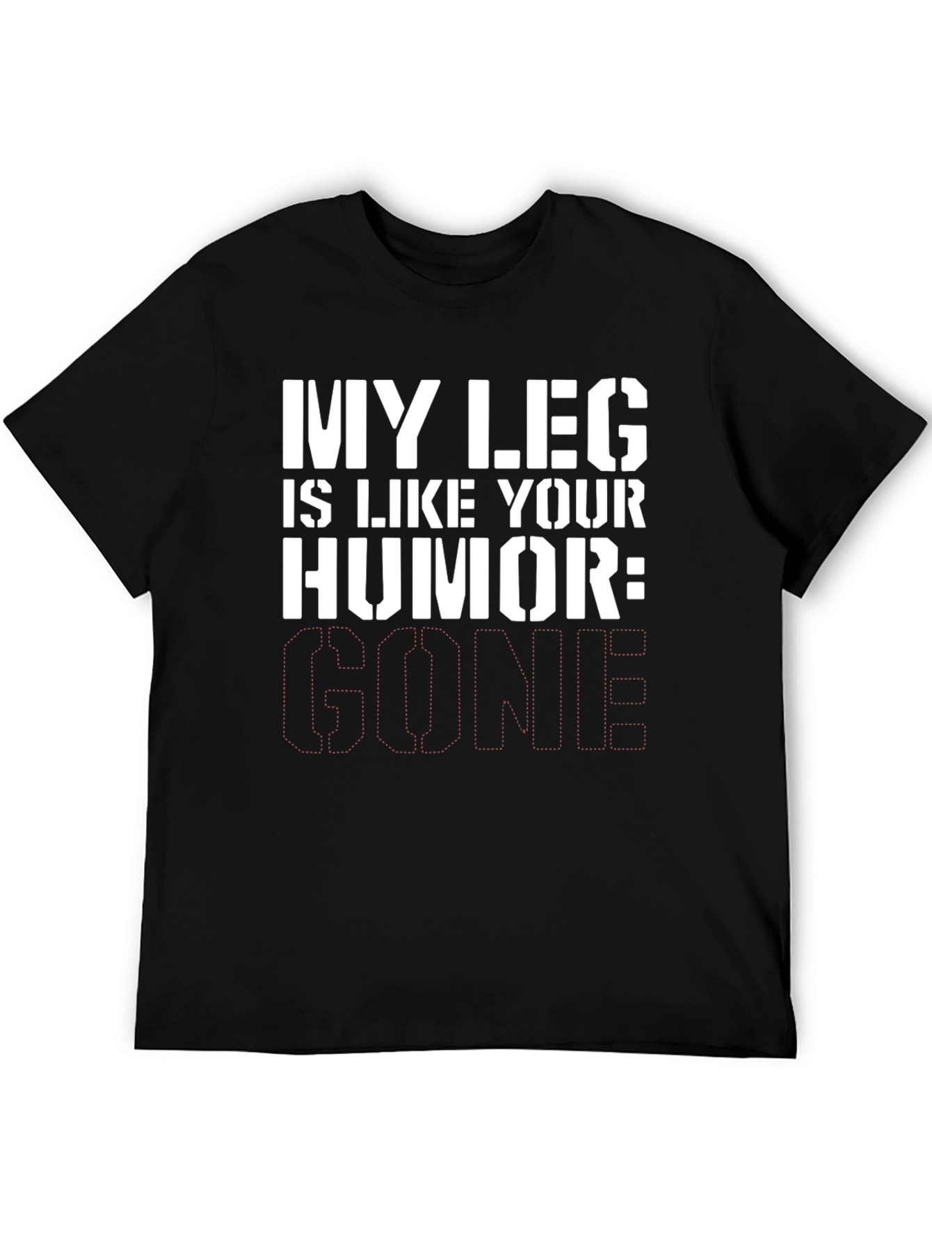 Black Humorous Leg Injury Graphic Tee view 5