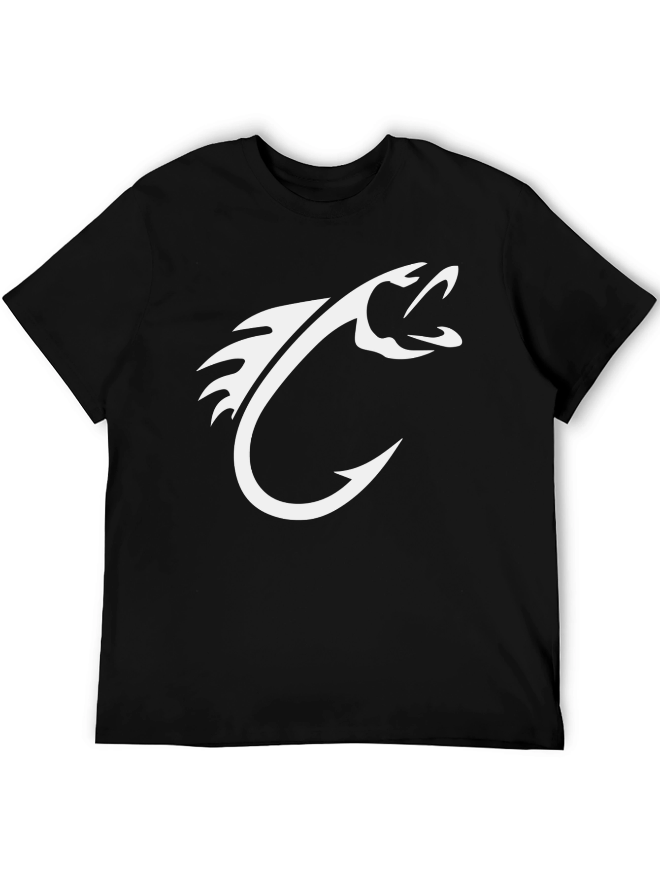 Black Fish Hook Graphic Tee - Black Cotton T-Shirt view 5