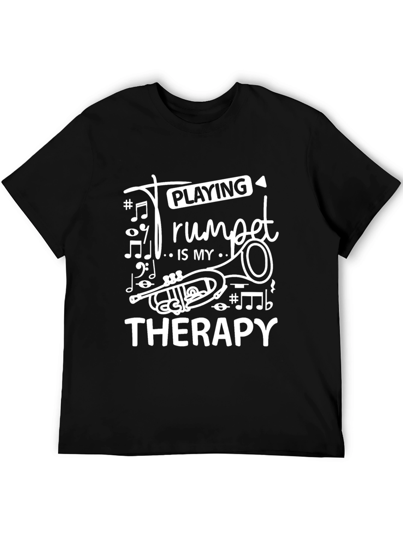 Black Trumpet Therapy Tee - Musician Gift view 5