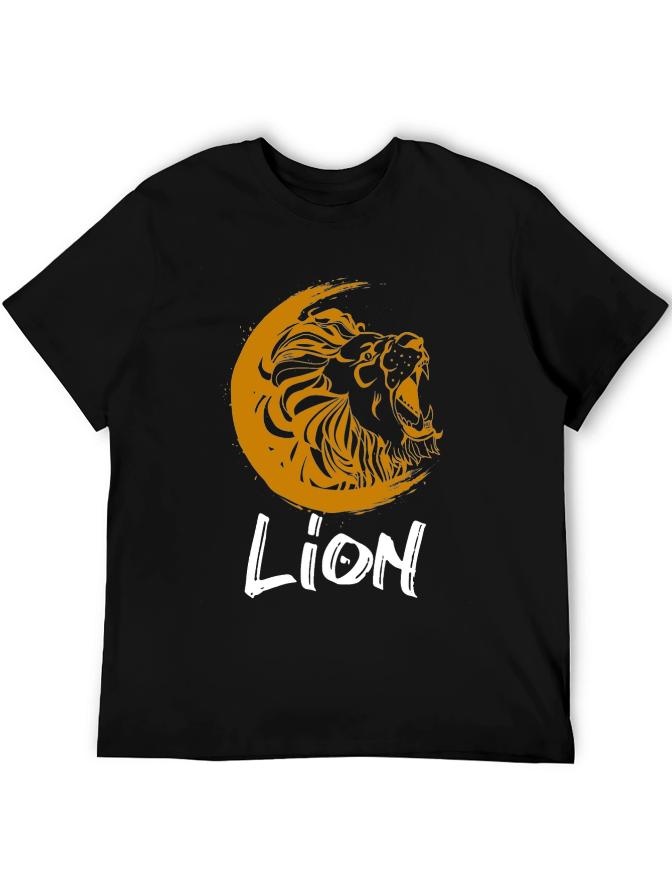 Black Lion Graphic Print Crew Neck T-Shirt view 5