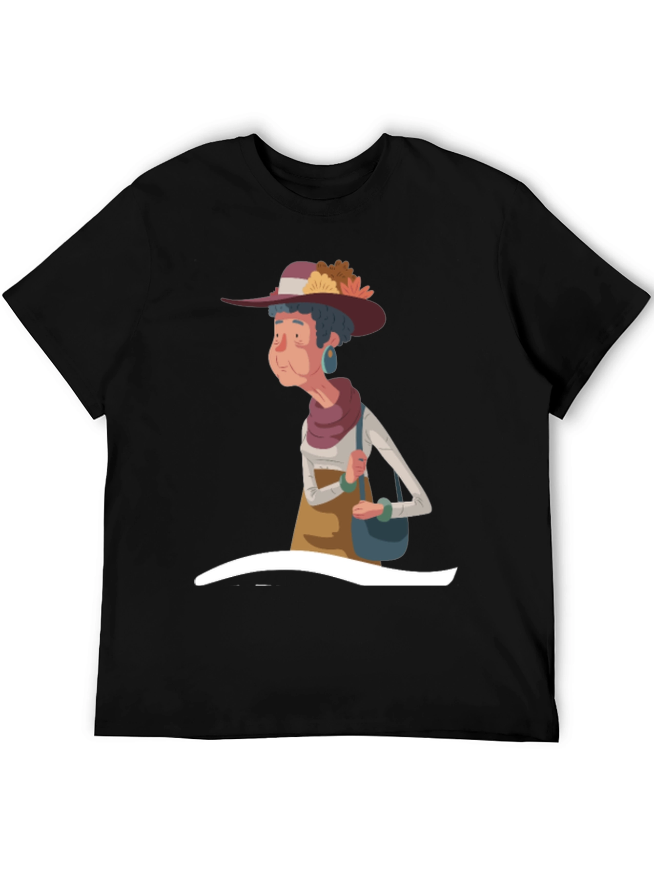 Black Stylish Cartoon Granny Graphic T-Shirt view 5