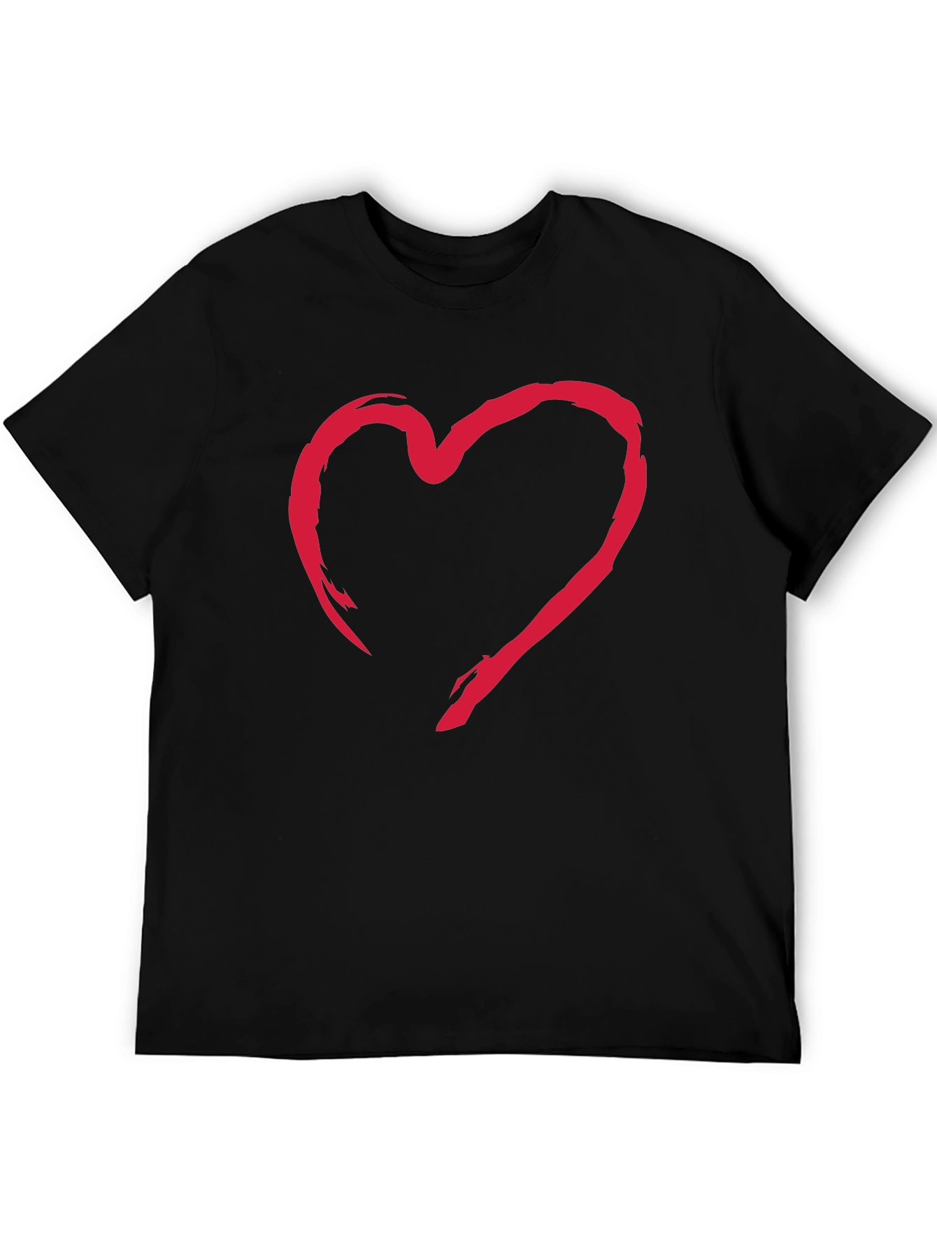 Black Bold Heart Graphic Tee - Black Cotton Casual Shirt view 5