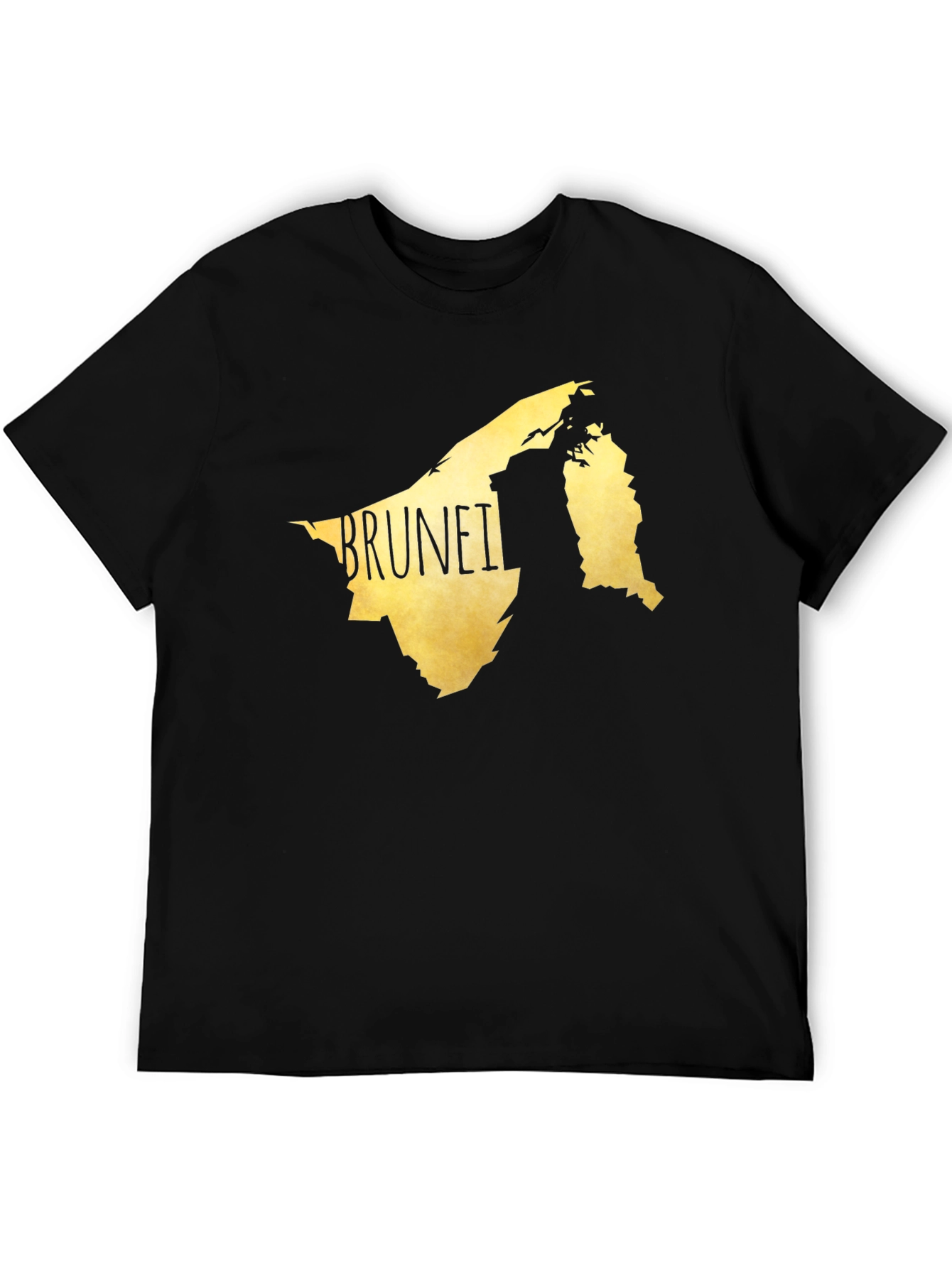 Black Brunei Map Graphic Tee - Black Cotton Casual T-Shirt view 5