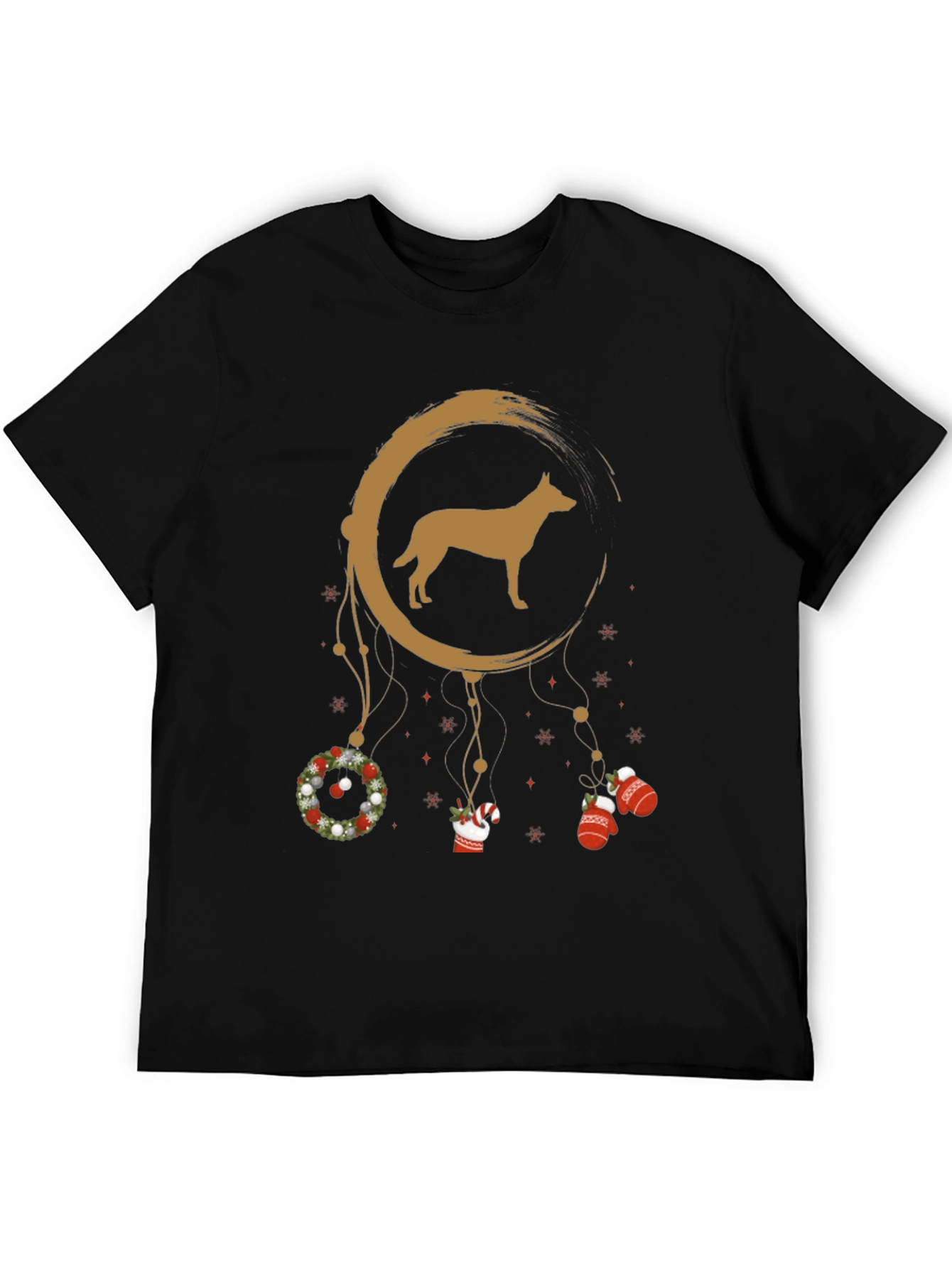 Black Dog Breed Christmas Dreamcatcher T-Shirt view 5