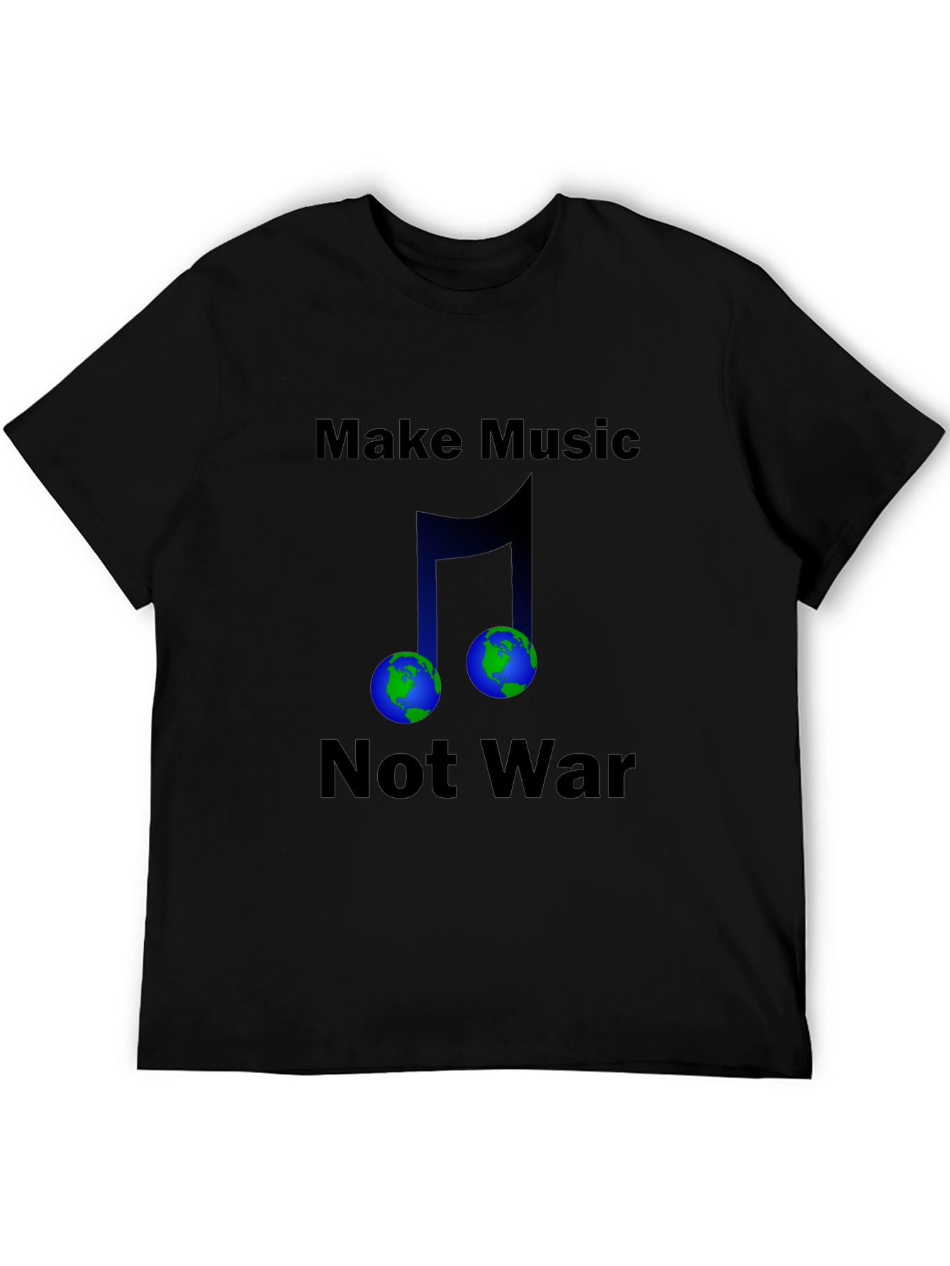 Black Make Music Not War Earth T-Shirt view 5