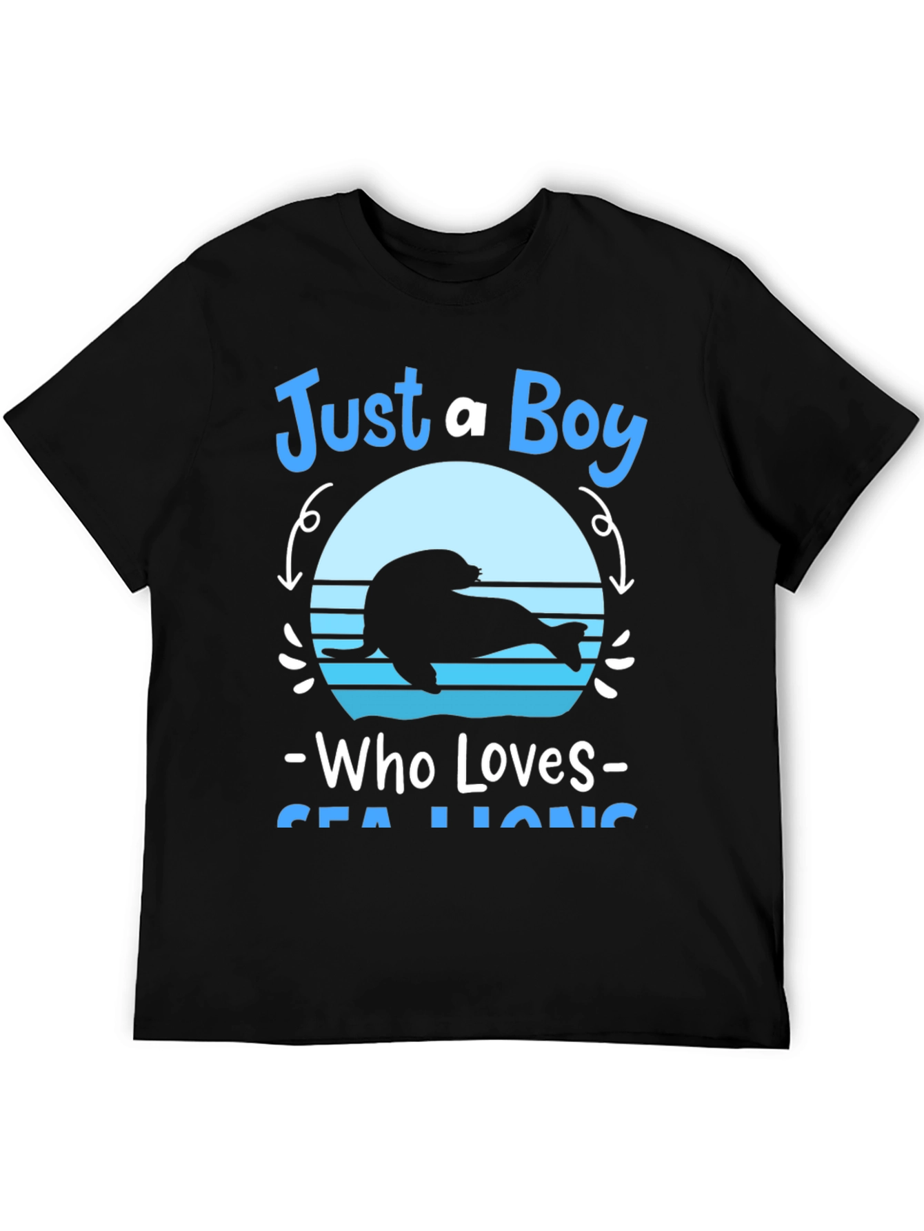 Black Just A Boy Who Loves Sea Lions Graphic Tee view 5