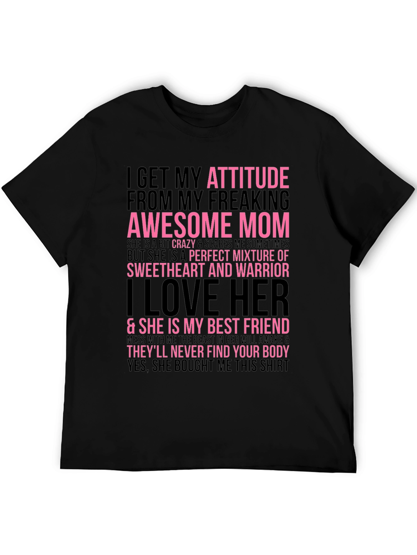 Black Awesome Mom Graphic Tee - Funny Slogan T-Shirt view 5