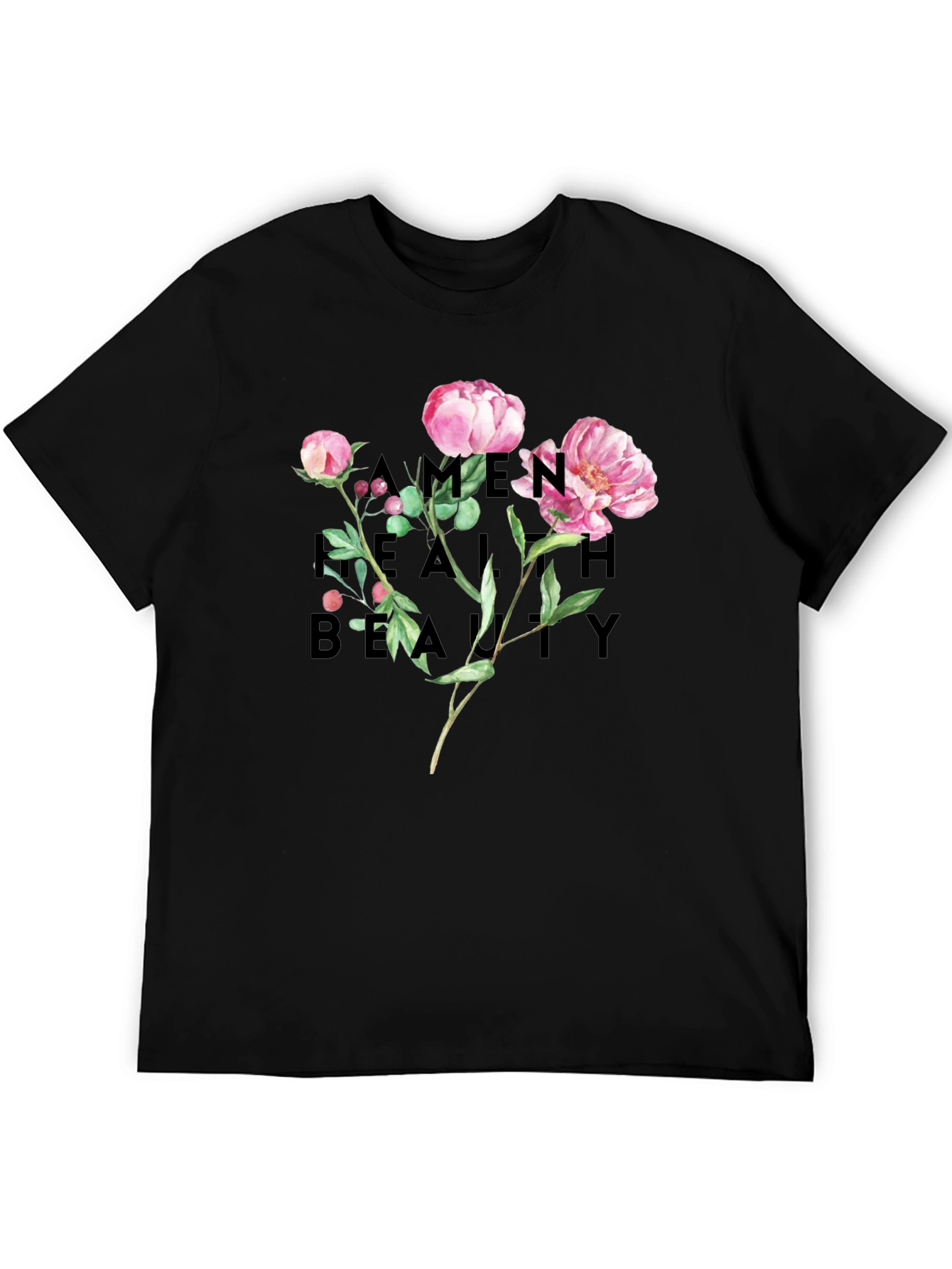 Black Floral Graphic Print Black T-Shirt view 5