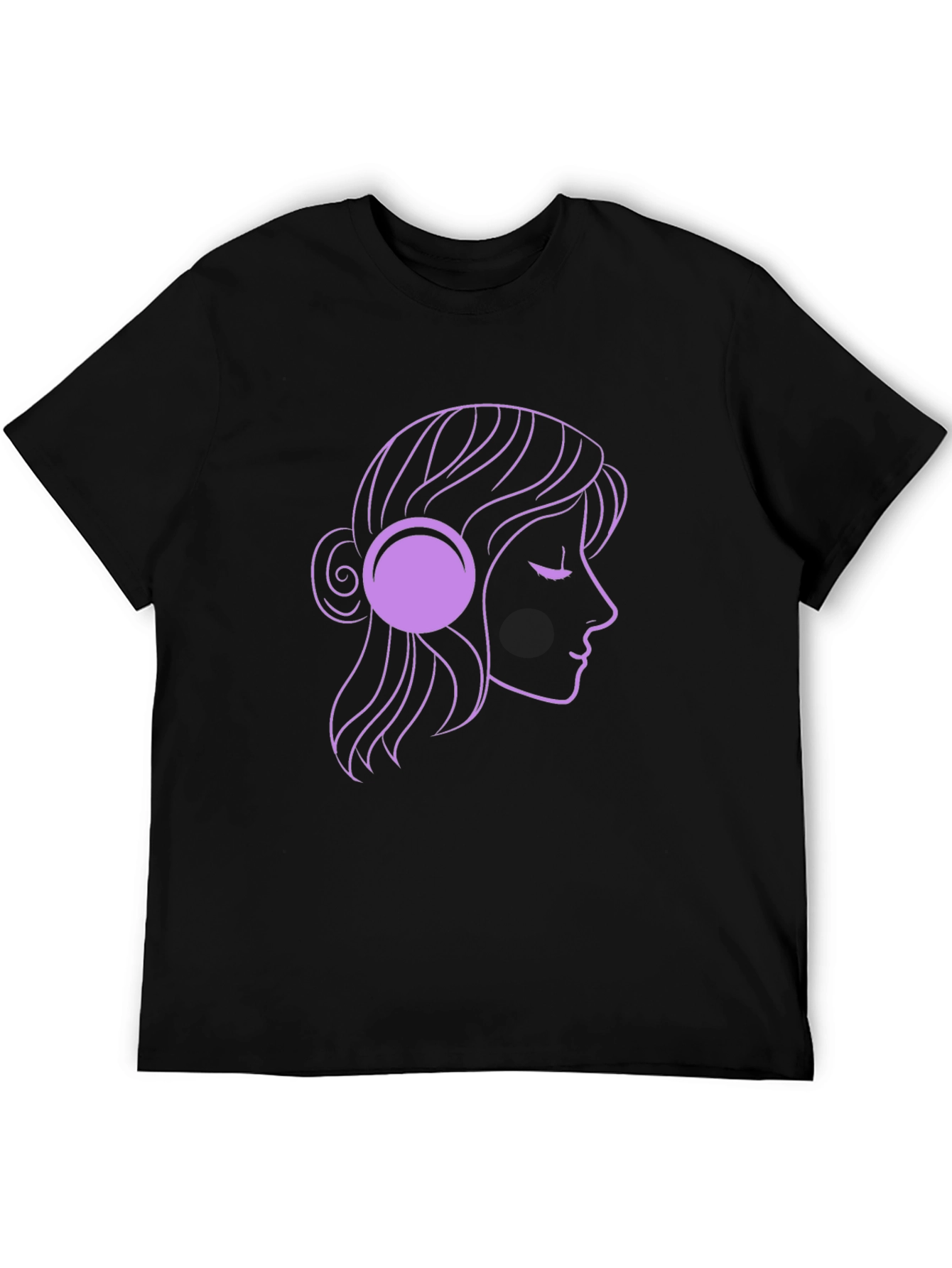 Black Woman with Headphones Graphic Tee - Black view 5