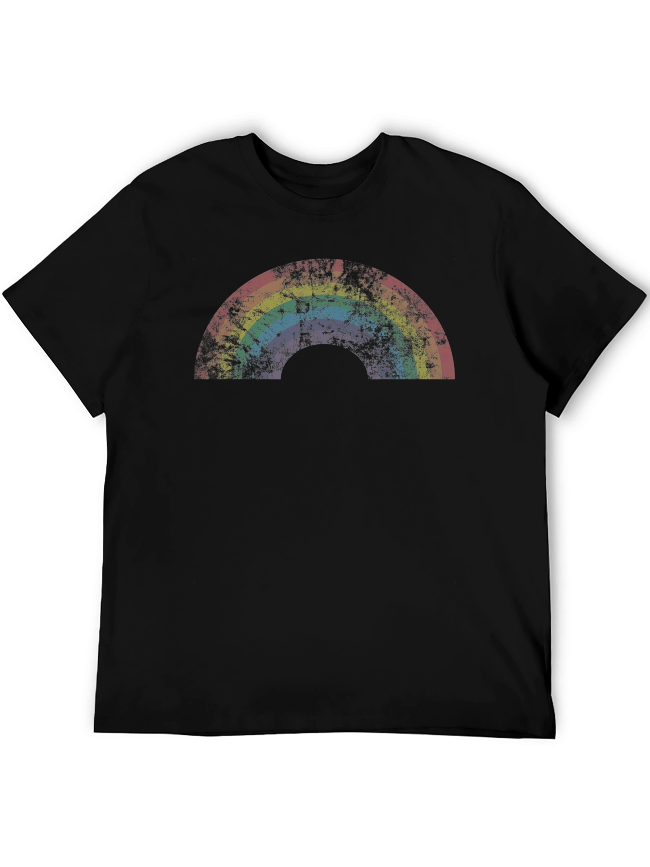 Black Retro Rainbow Graphic Black Tee view 5