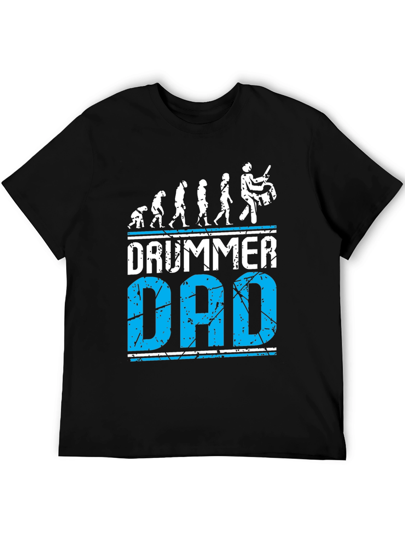 Black Drummer Dad Evolution Graphic Tee - Black Cotton T-Shirt view 5