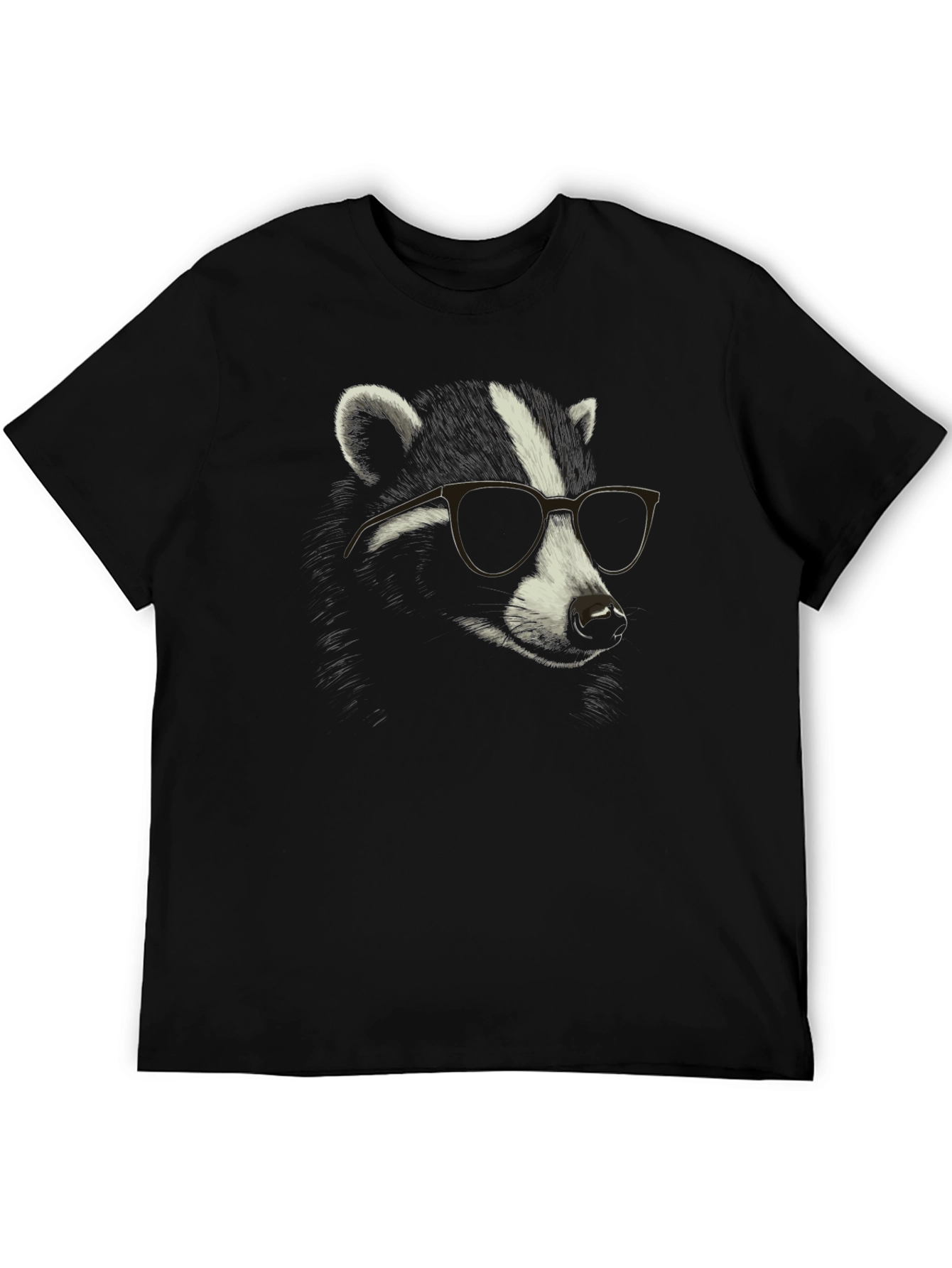 Black Cool Raccoon Graphic Tee - Black Cotton T-Shirt view 5