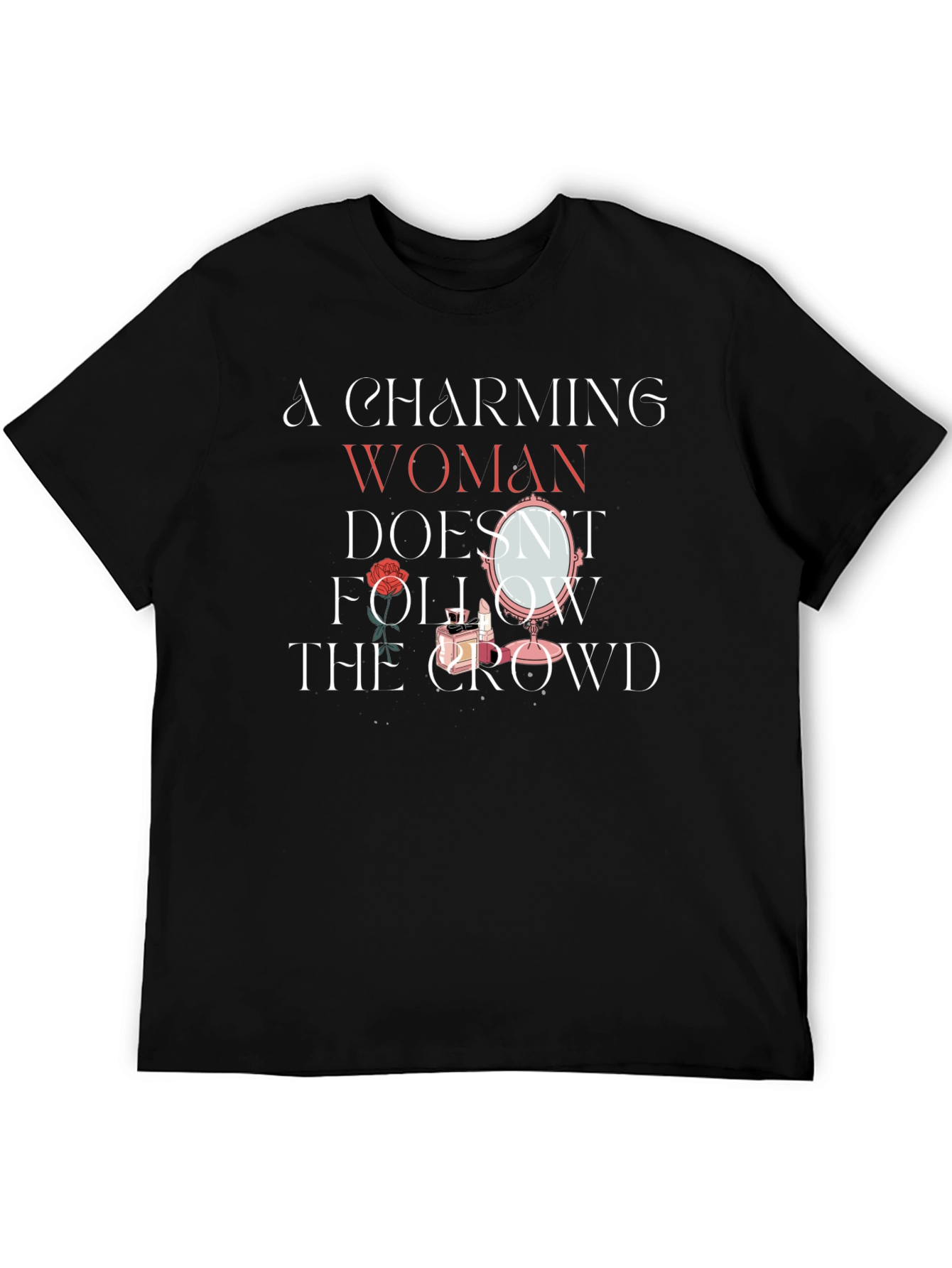 Black Charming Woman Graphic T-Shirt - Unique Design view 5