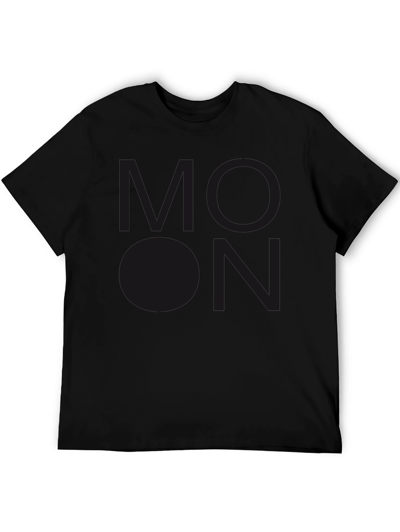 Black Men's Black T-Shirt with Subdued Graphic Print view 5