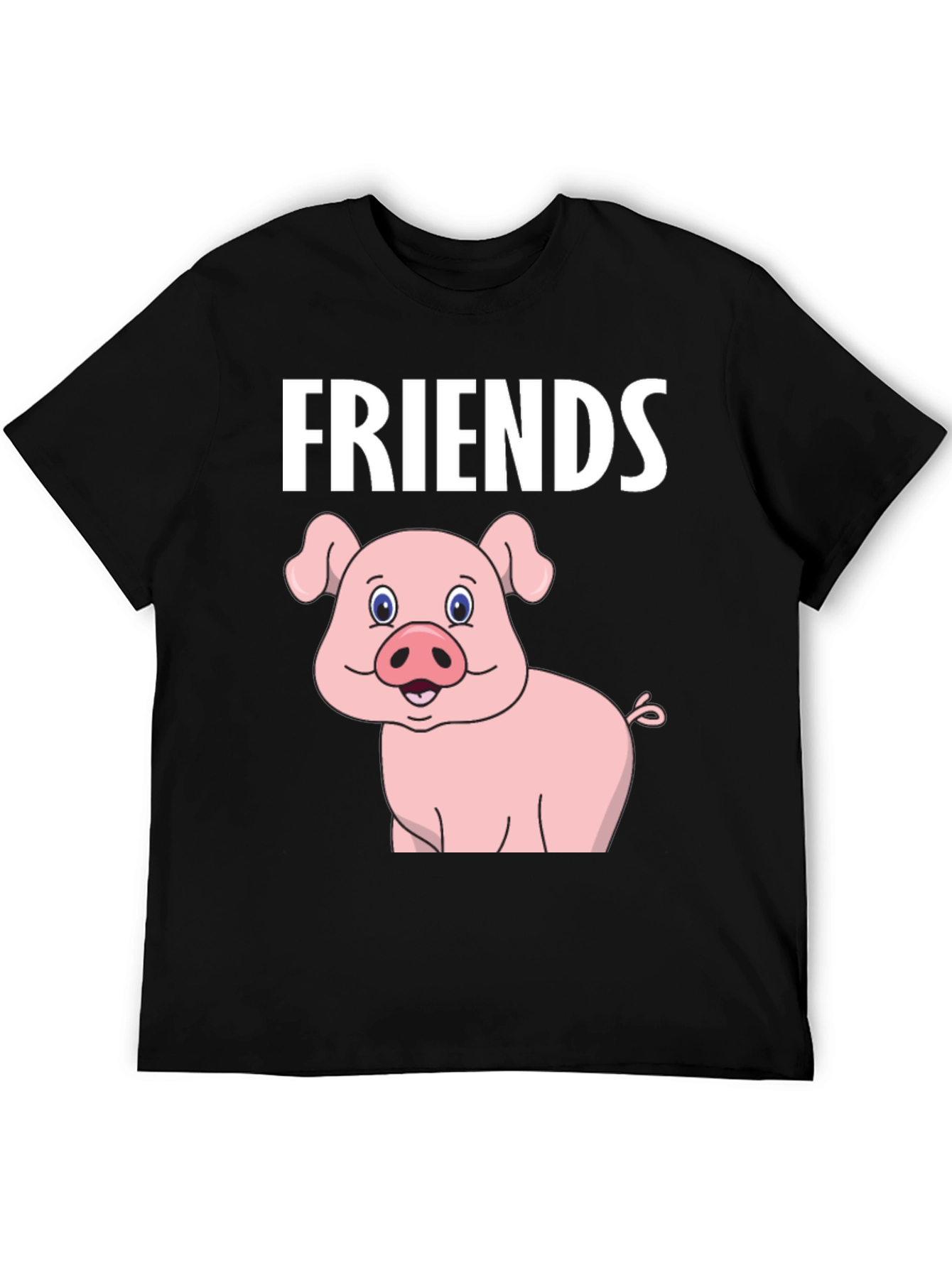 Black Friends Pig Cartoon Black Tee view 5
