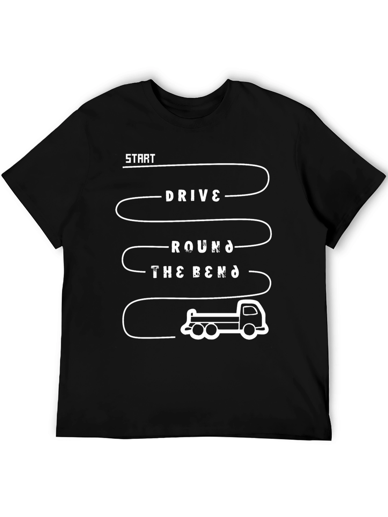 Black Drive Round the Bend Black Graphic T-Shirt view 5