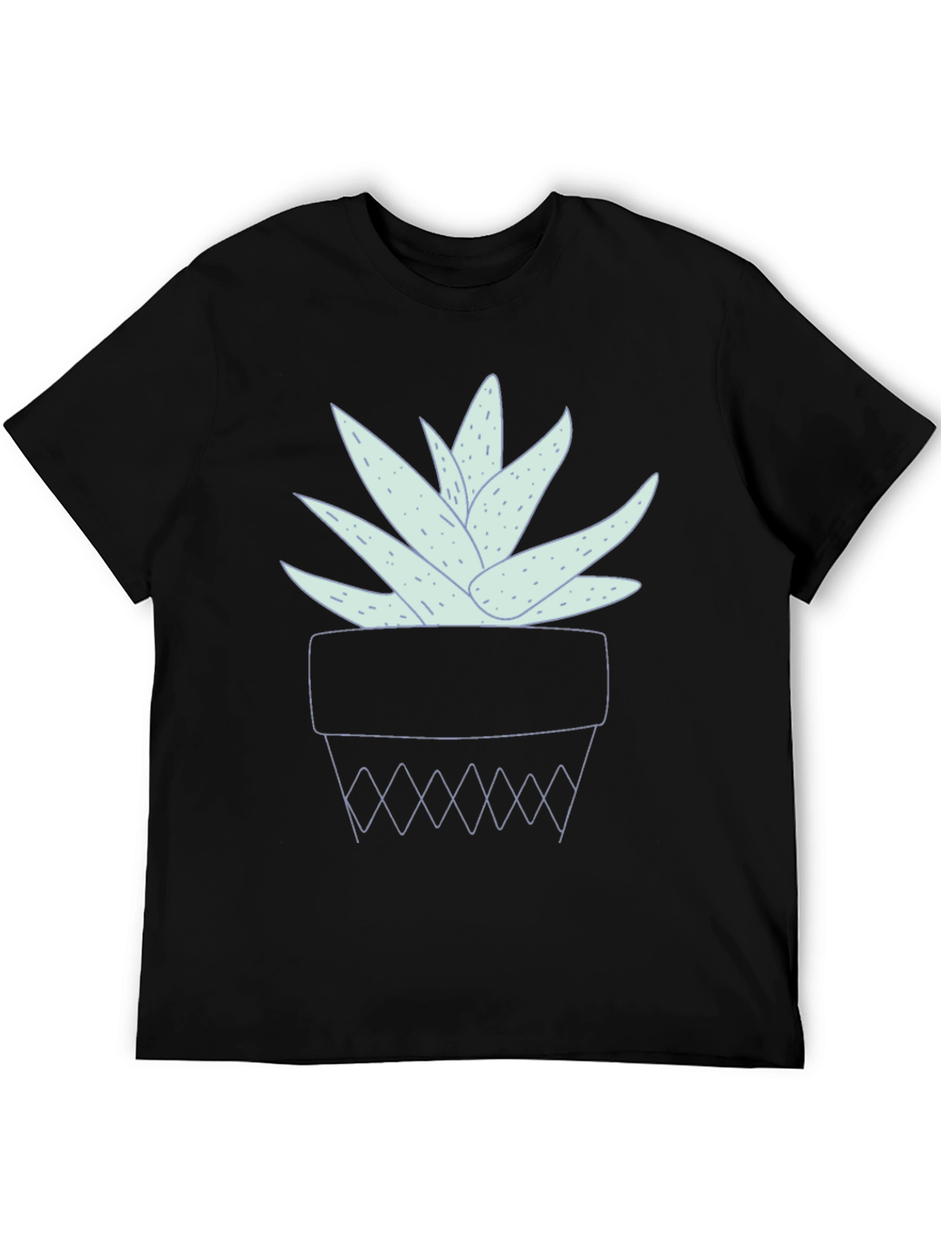 Black Aloe Vera Plant Graphic Tee - Black Casual Shirt view 5
