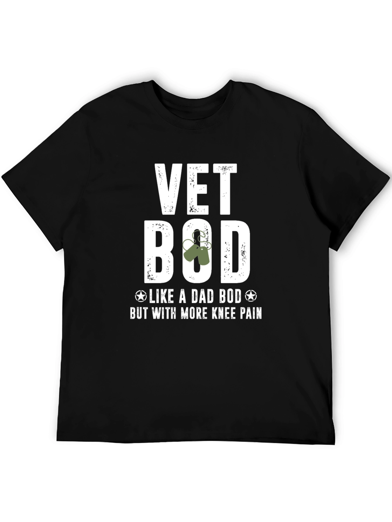 Black Vet Bod T-Shirt - Veteran Humor view 5